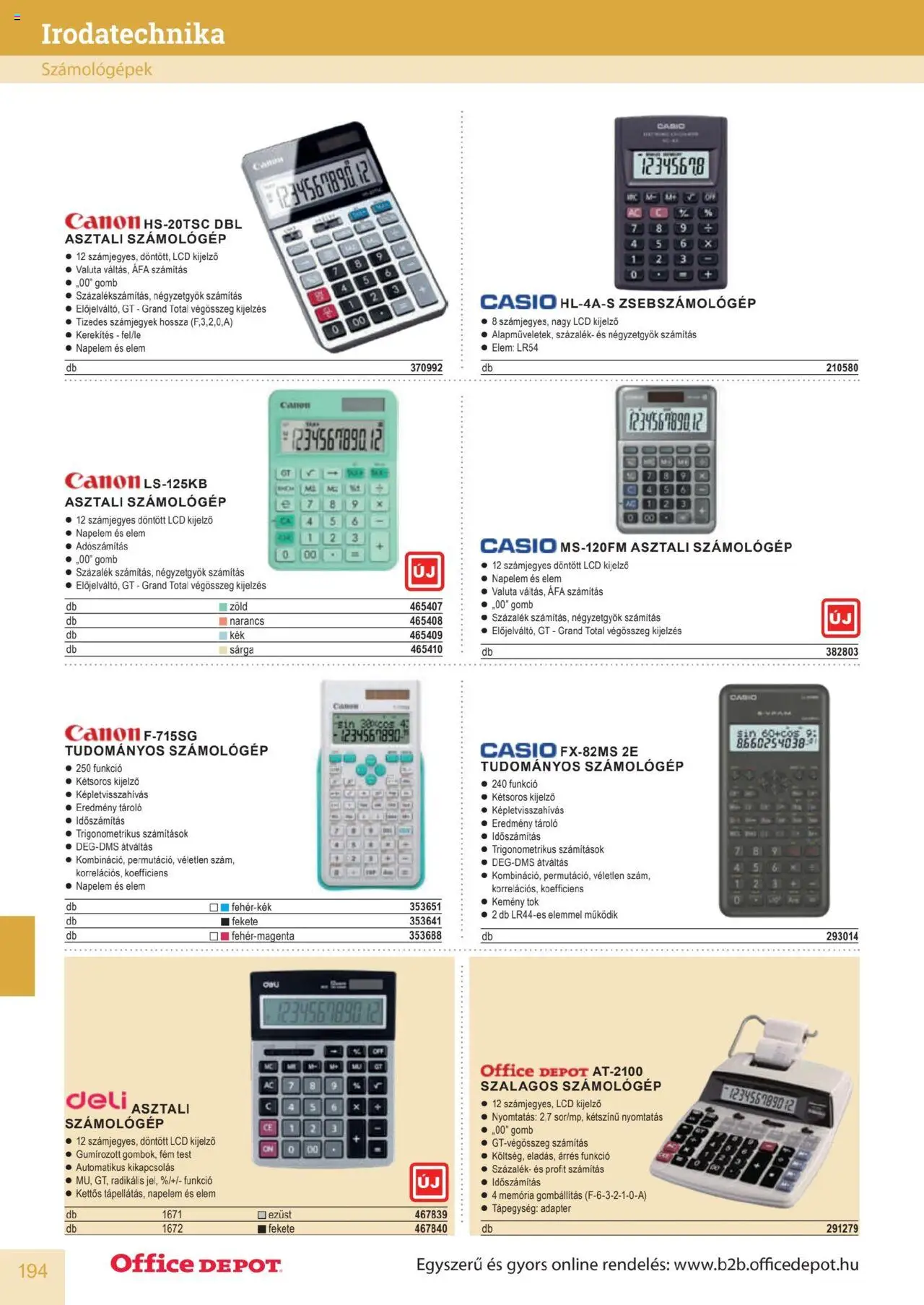 Office Depot akciós ujság - amely érvényes a következő dátumtól: 2025.04.10. | Oldal: 194 | Termékek: Adapter, Számológép, Narancs, Kijelző