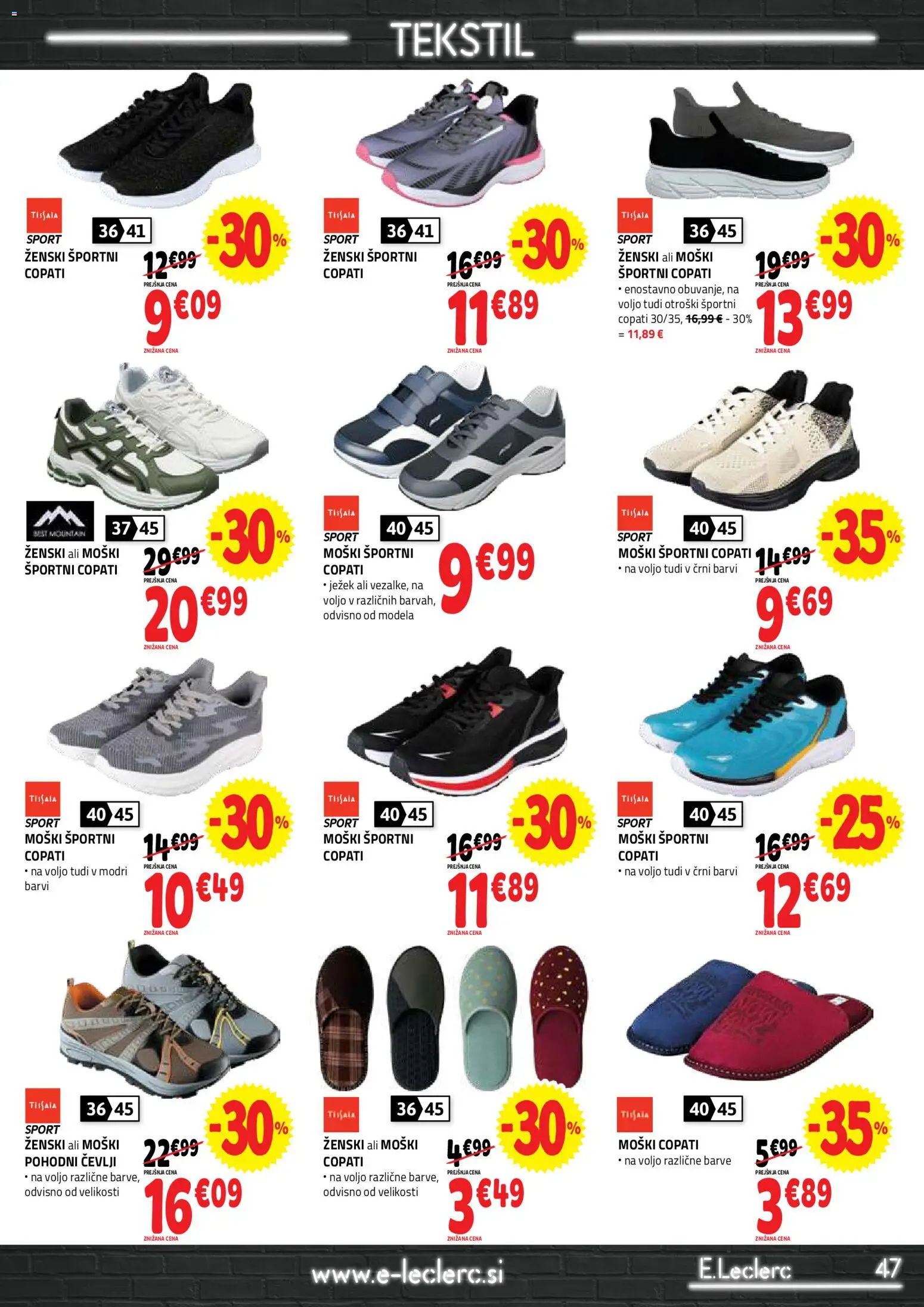 Novi E.leclerc katalog ponudbe – veljaven od 16.09.2026 | Stran: 47 | Izdelki: Cevlji, Copati