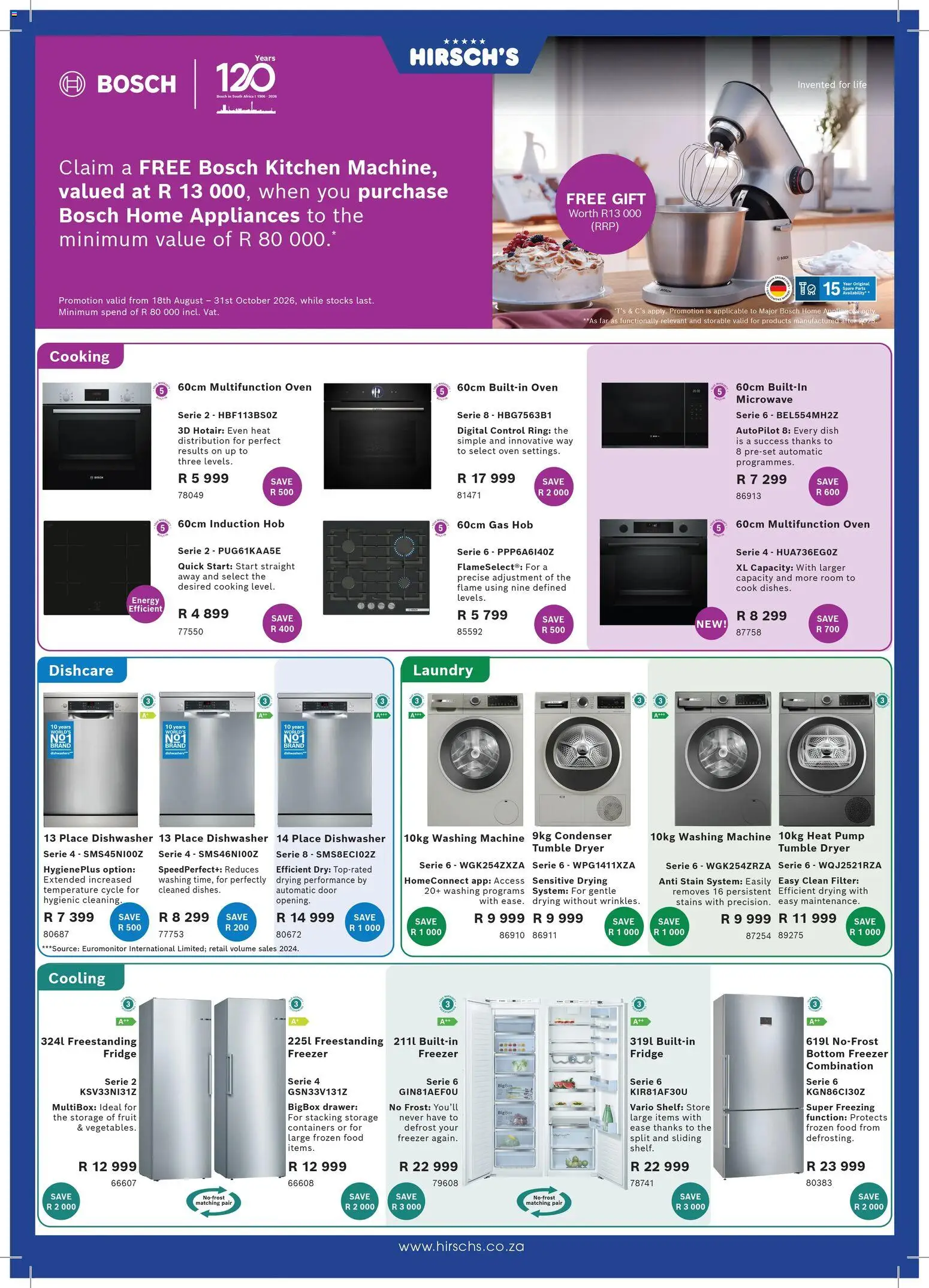 New Hirsch's catalogue – valid from 21/08/2026 | Page: 20 | Products: Freezer, Washing machine, Dryer, Dishwasher