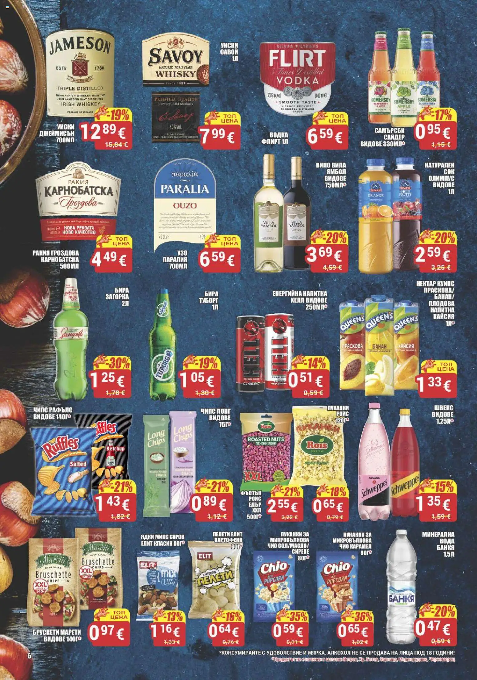 {H1} | Страница: 6 | Продукти: Водка, Пуканки, Микровълнова, Ракия