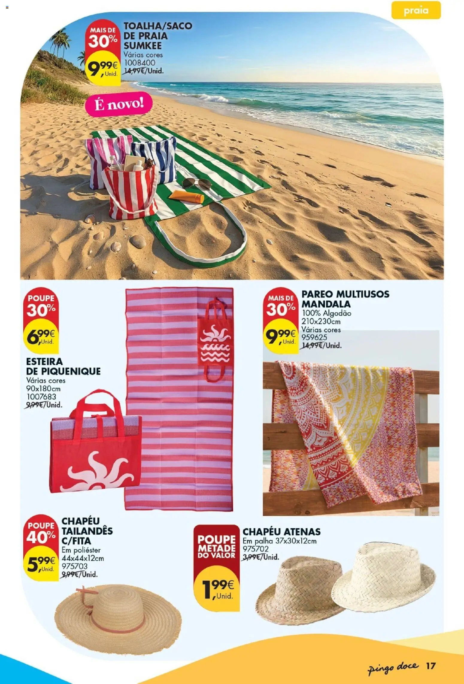 Pingo Doce Bazar Verão │ válido de 09.06.2026 | Página: 17 | Produtos: Chapéu, Algodão, Esteira