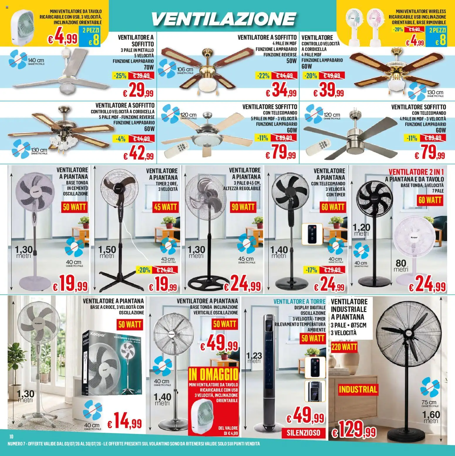 Volantino Satur del 03/07/2026 | Pagina: 10 | Prodotti: Ventilatore, Telecomando, USB, Tavolo
