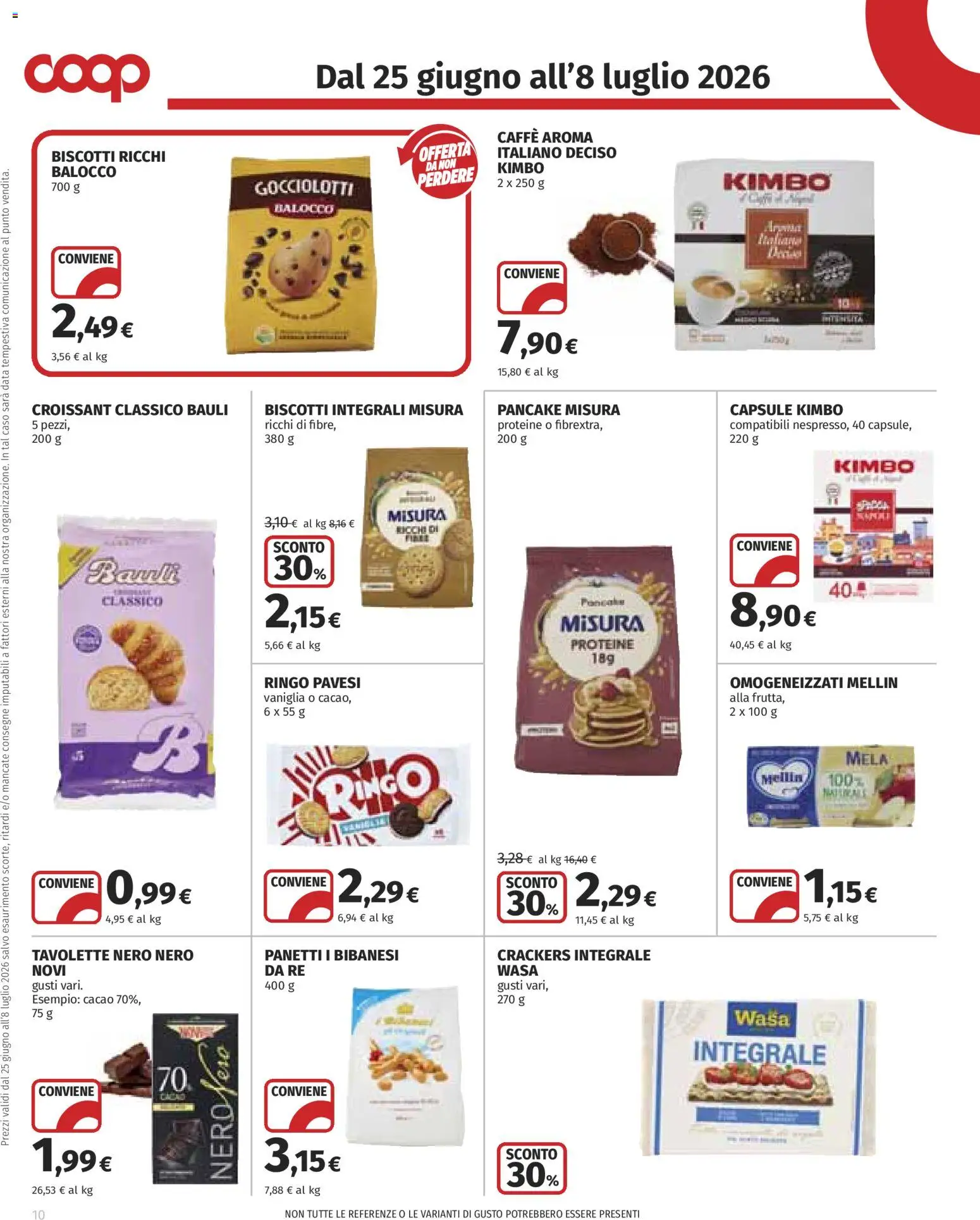 Volantino COOP del 25/06/2026 | Pagina: 10 | Prodotti: Caffè, Biscotti, Data, Cacao