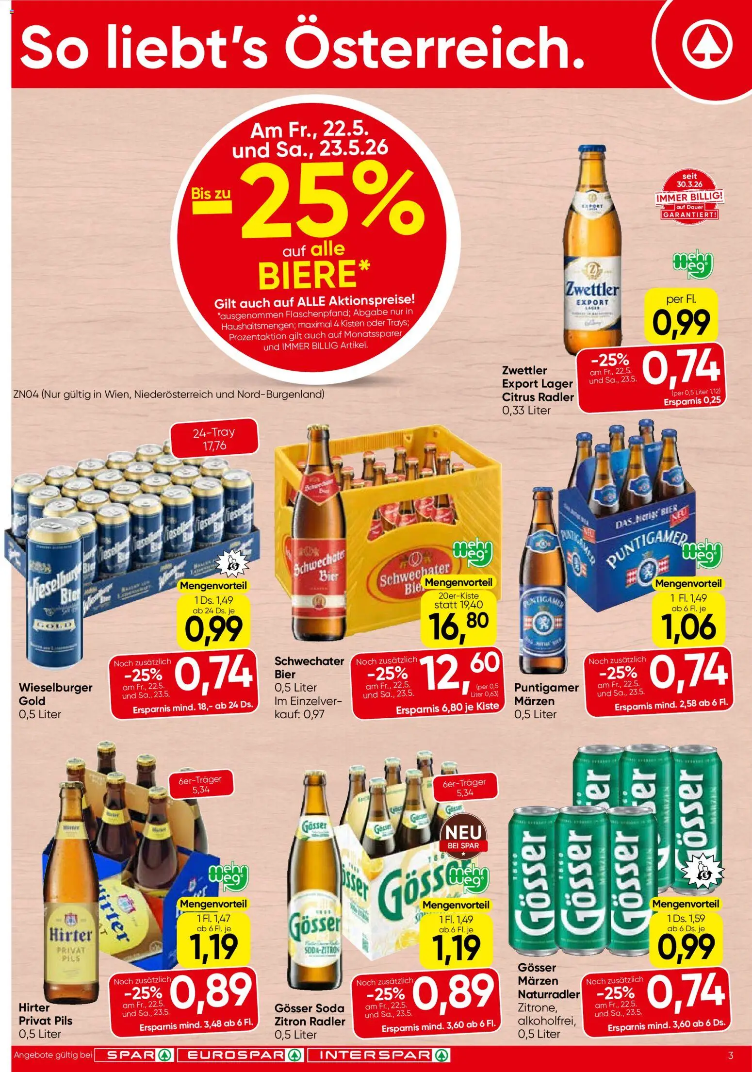 Spar Flugblatt - Wien gültig ab 21.05.2026 | Seite: 3 | Produkte: Bier