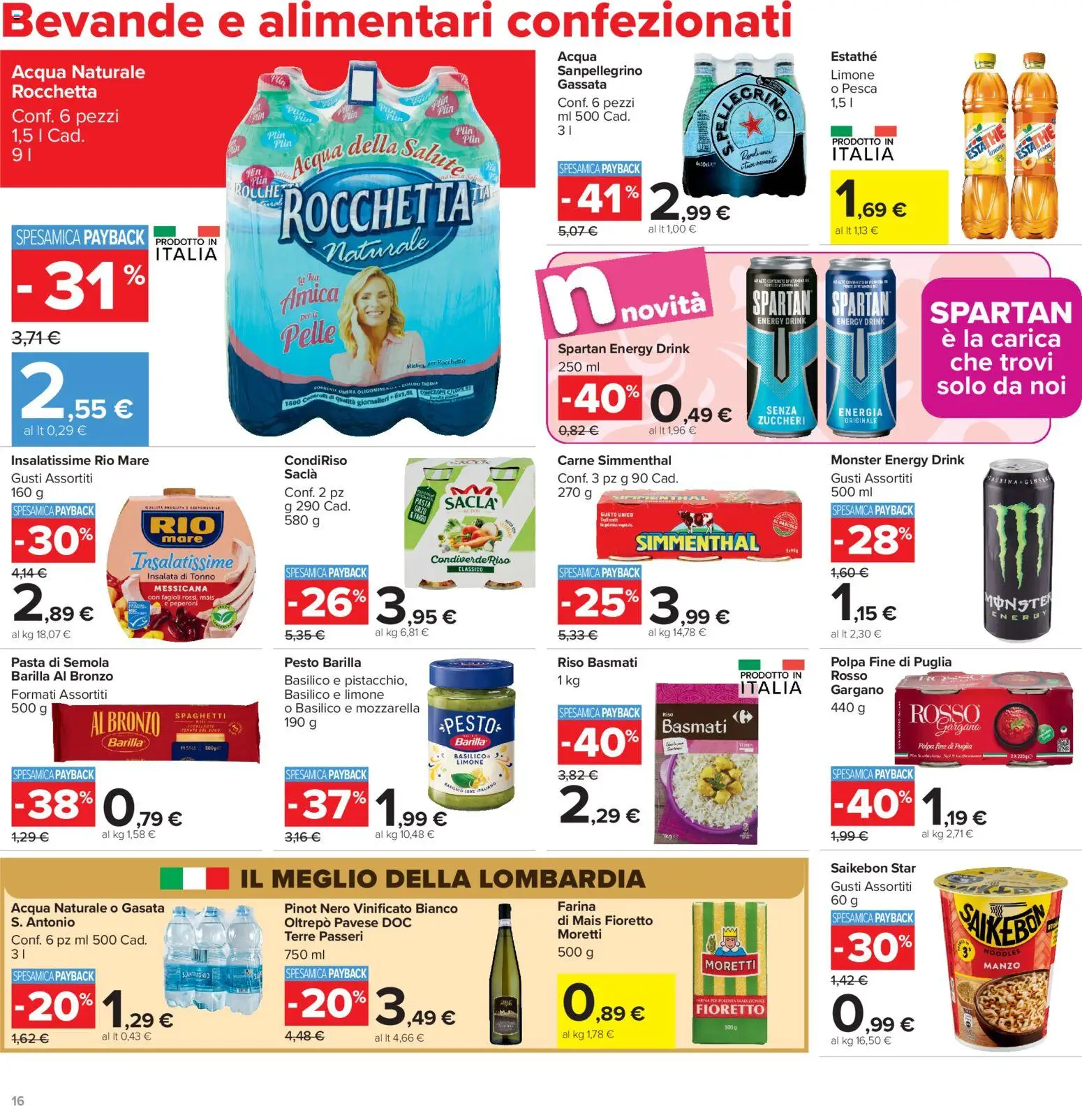 Volantino Carrefour del 16.06.2026 | Pagina: 16 | Prodotti: Peperoni, Farina, Pasta, Tonno