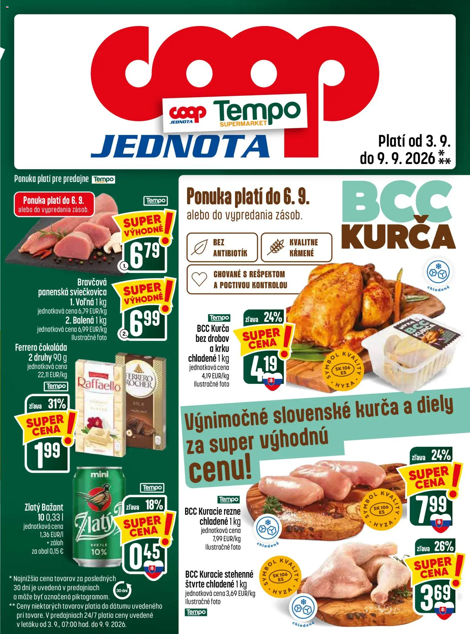 Nové COOP Jednota akcie – leták je platný od 03.09.2026 | Strana: 29 | Produkty: Raffaello, Ferrero Rocher, Kurča, Rezne