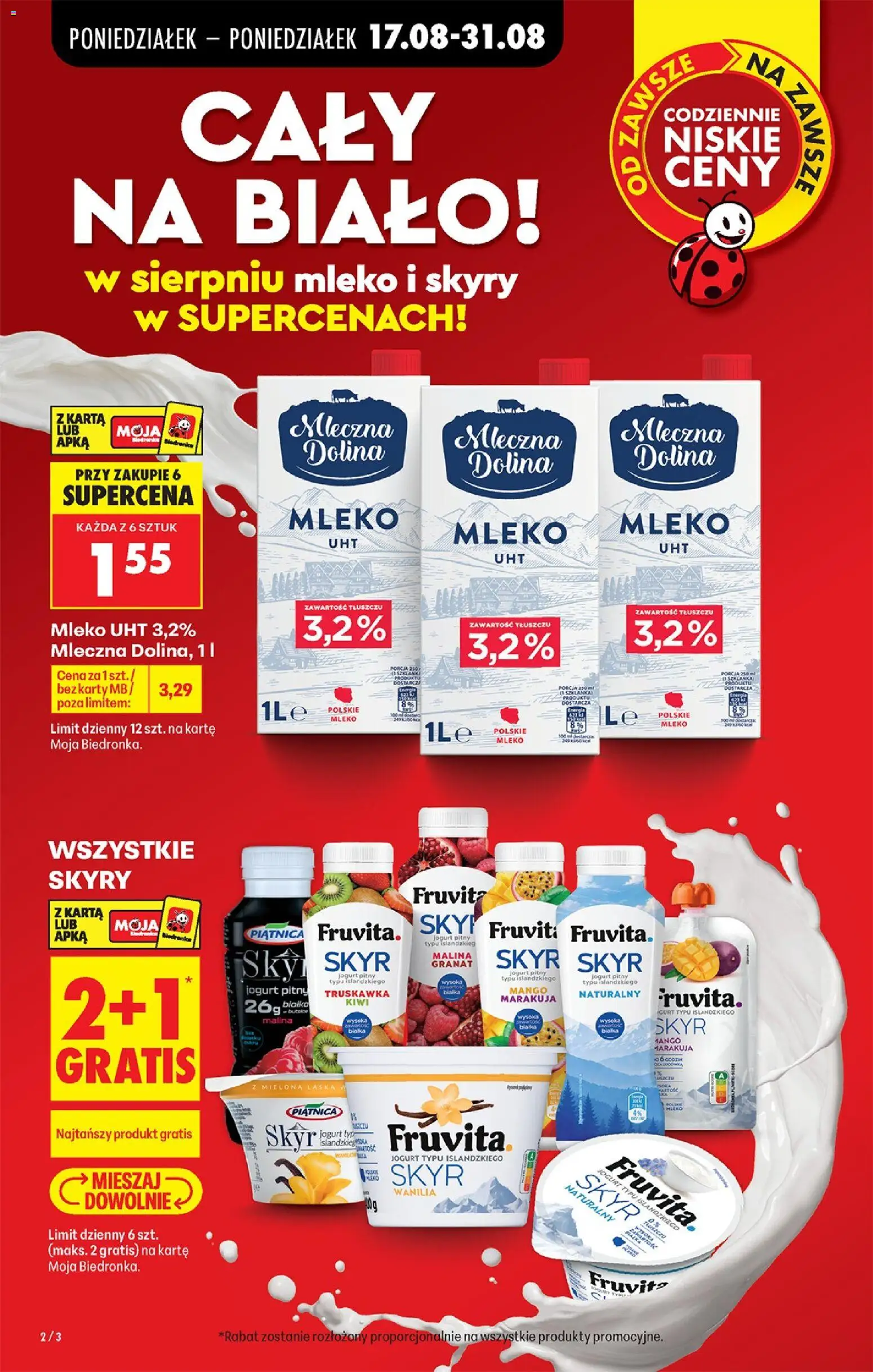 Biedronka gazetka od poniedziałku od 17.08.2026 | Strona: 2 | Produkty: Szklanka, Mango, Jogurt typu islandzkiego, Mleko UHT