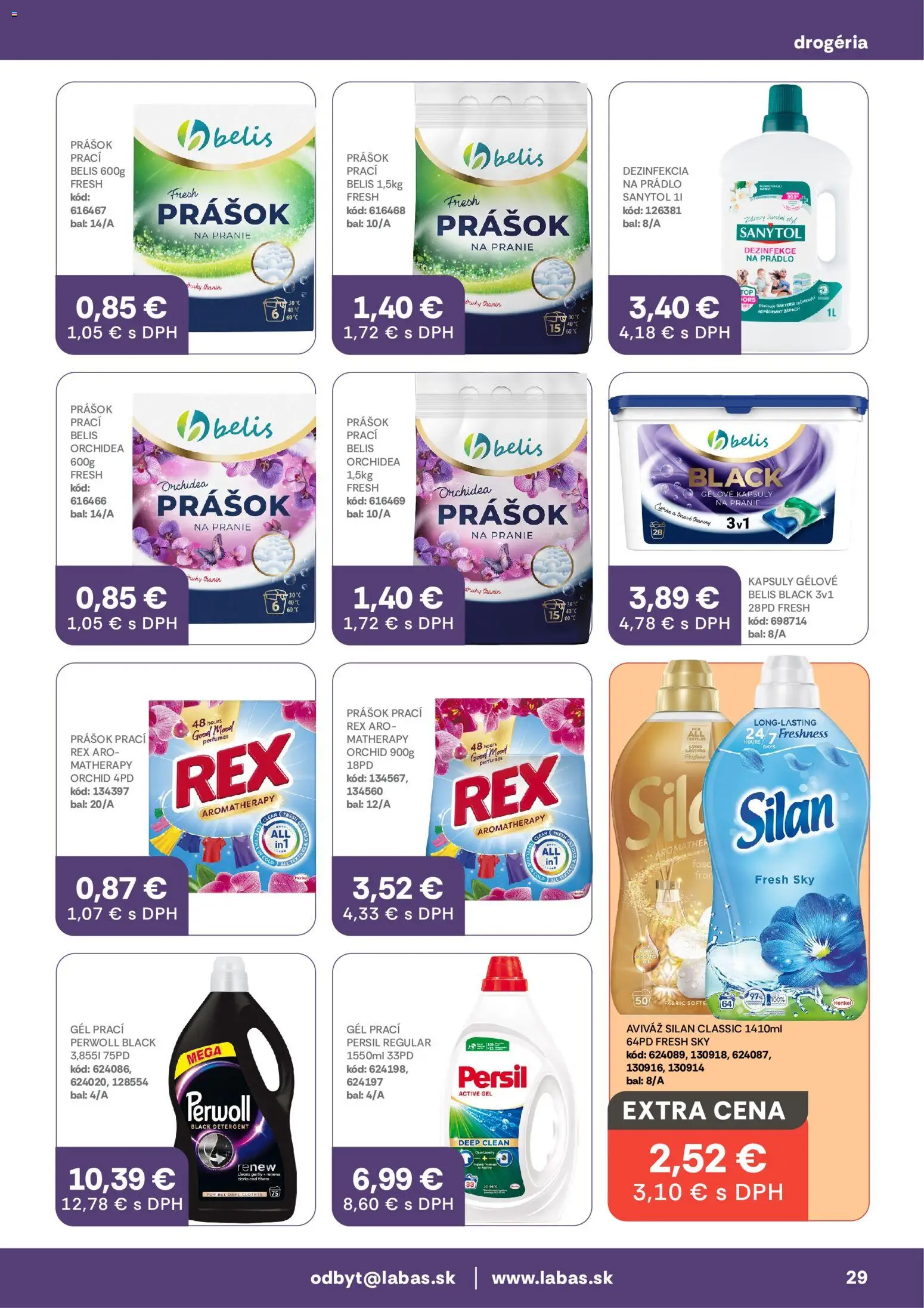 Nové Labaš akcie – leták je platný od 11.09.2026 | Strana: 29 | Produkty: Prací prášok, Sanytol, Prací gél, Aviváž