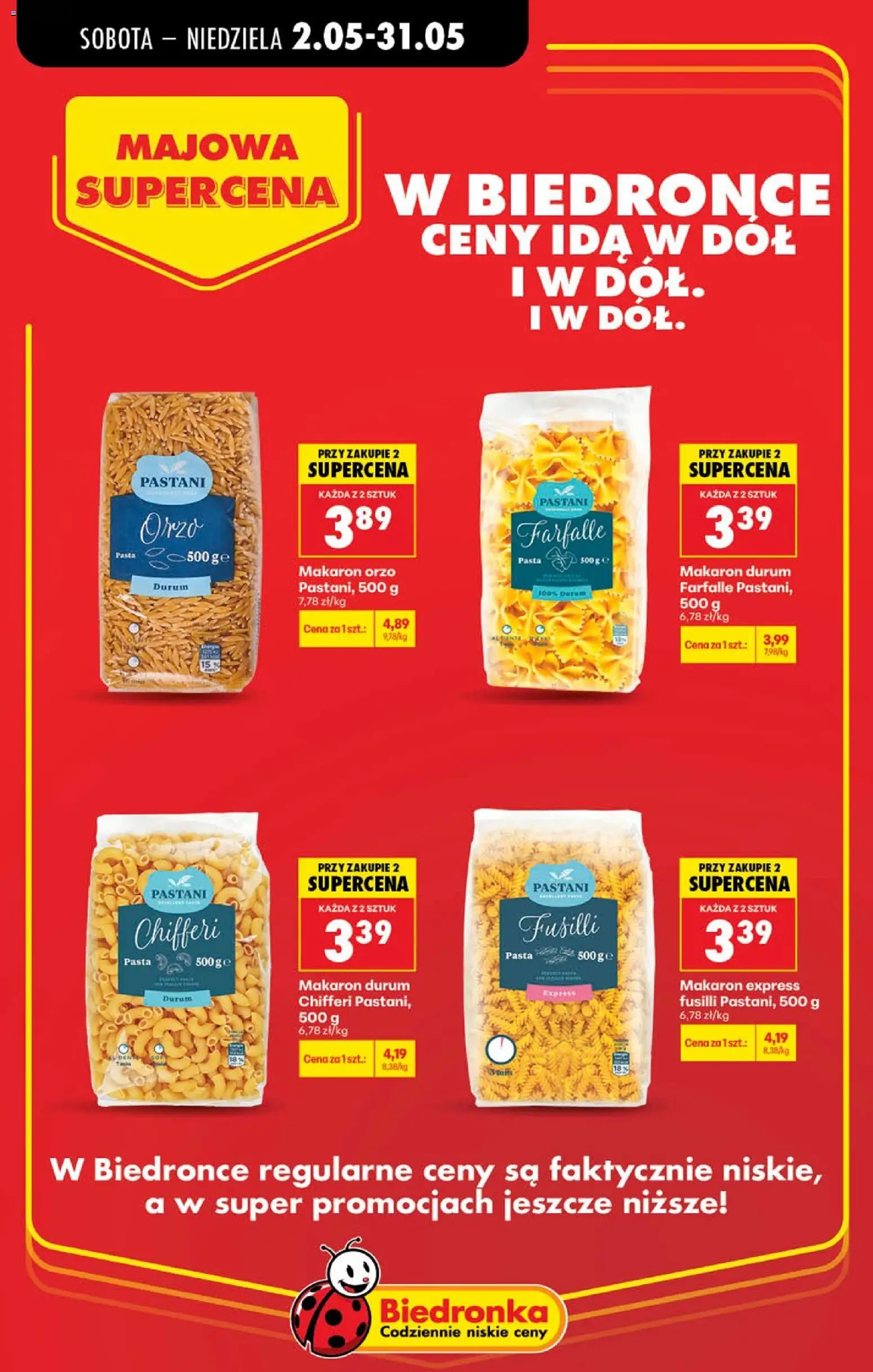 Biedronka gazetka - Majowa supercena od 02.05.2026 | Strona: 14 | Produkty: Makaron orzo, Makaron durum, Makaron