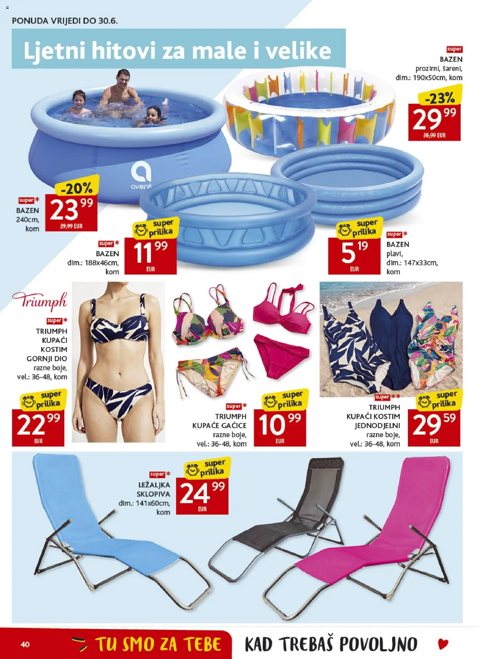 Konzum katalog | vrijedi od 17.06.2026 | Stranica: 40 | Proizvodi: Ležaljka, Bazen, Gaćice, Kupaći kostim
