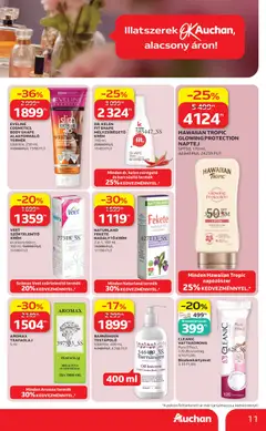 Auchan Drogéria ajánlataink - amely érvényes a következő dátumtól: 04.05.2026 | Oldal: 11 | Termékek: Teafaolaj, Naptej, Vattakorong, Só