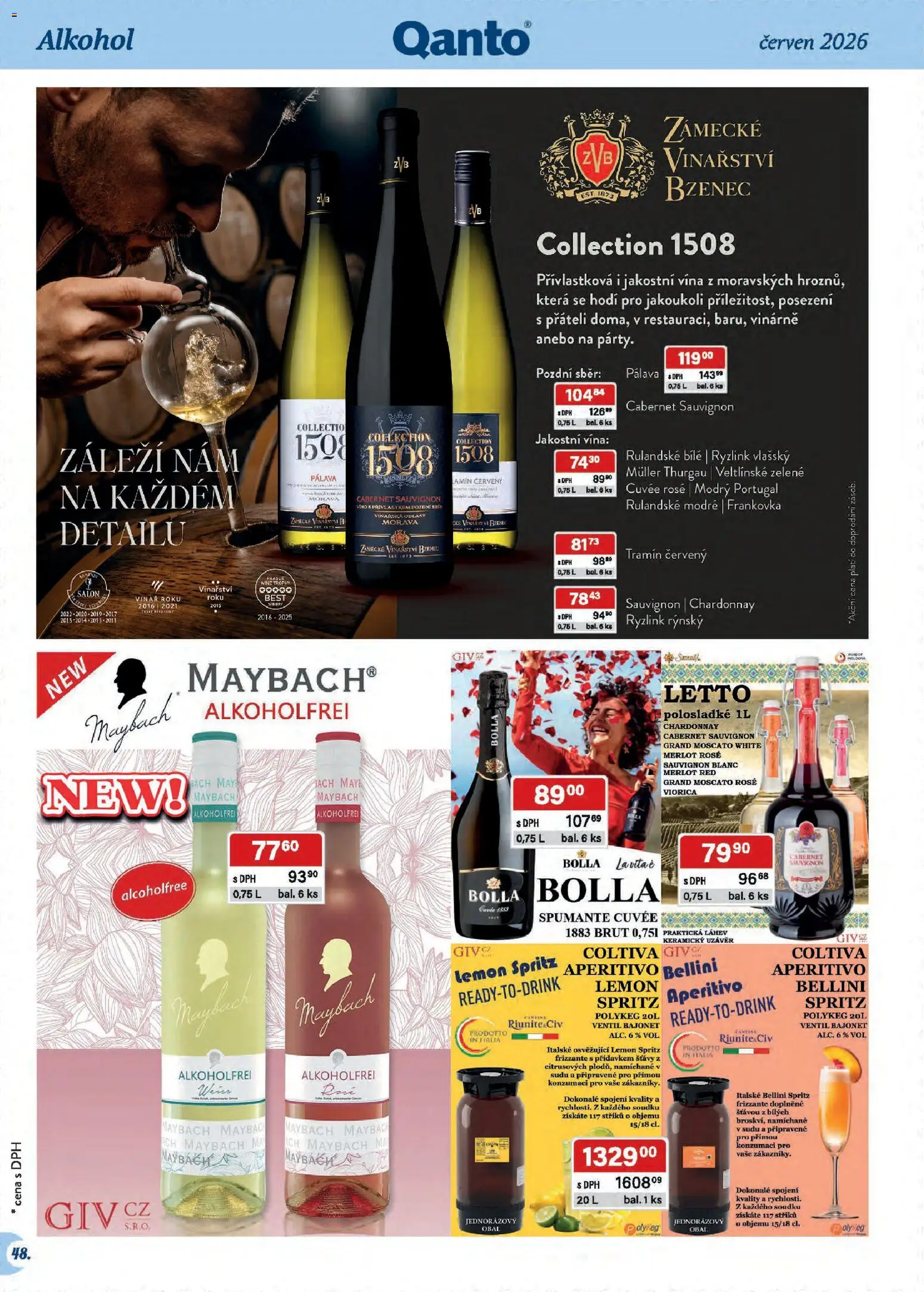 Astur & Qanto leták - Velkoobchod 06/2026 od 01.06.2026 | Strana: 48 | Produkty: Frizzante, Cabernet Sauvignon, Tramín červený, Láhev
