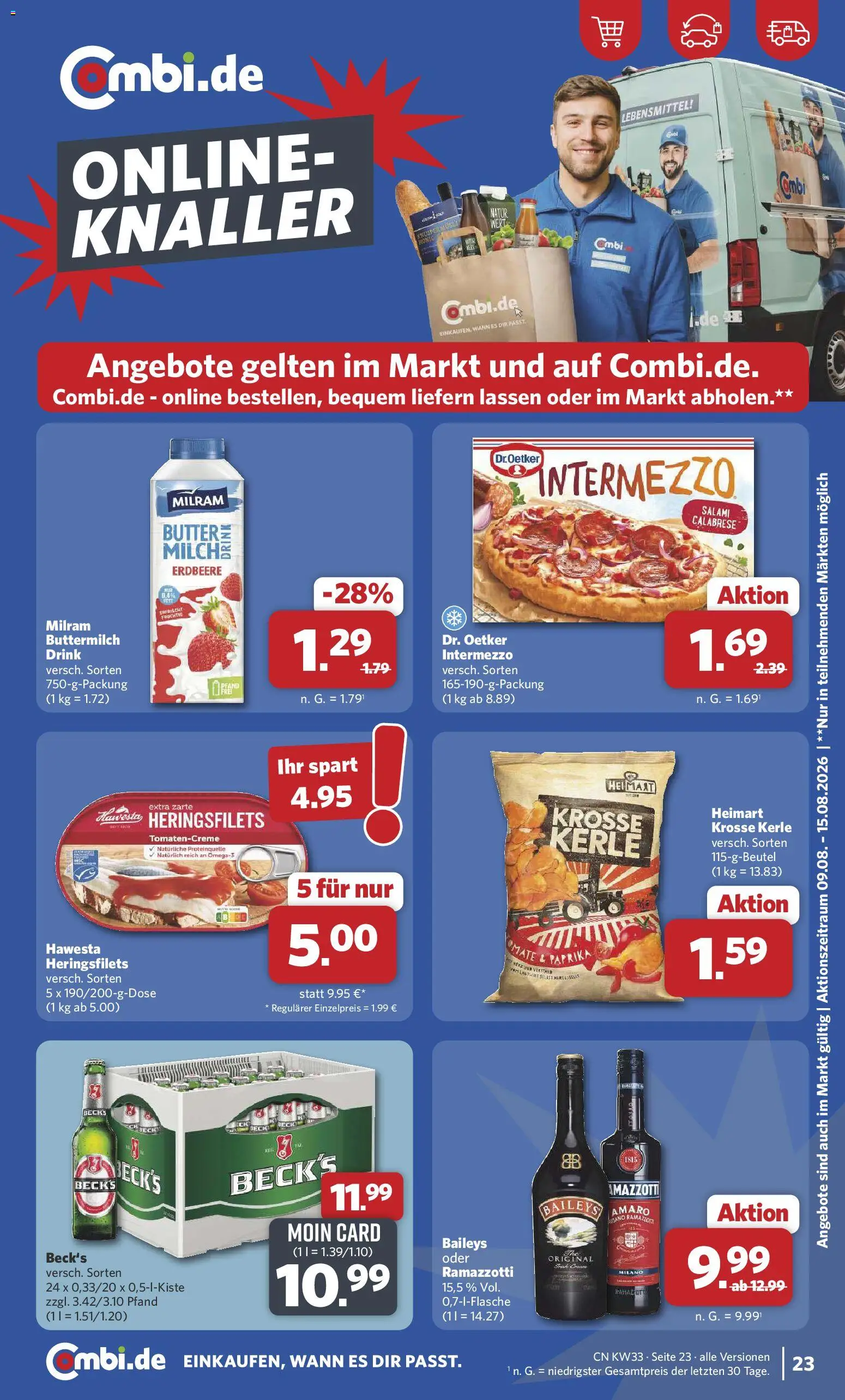 Combi Prospekt – gültig ab 10.08.2026 | Seite: 29 | Produkte: Butter, Milram, Salami, Ramazzotti