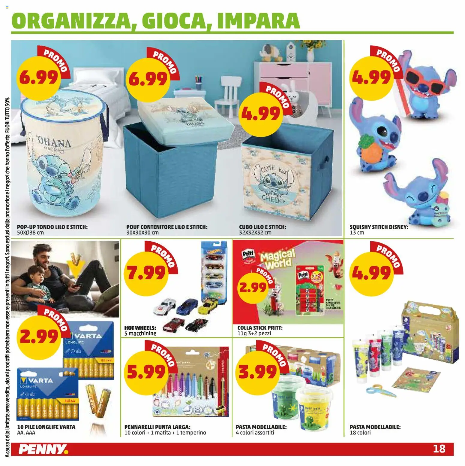 Volantino PENNY del 27/08/2026 | Pagina: 18 | Prodotti: Pile, Colla, Temperino, Pennarelli