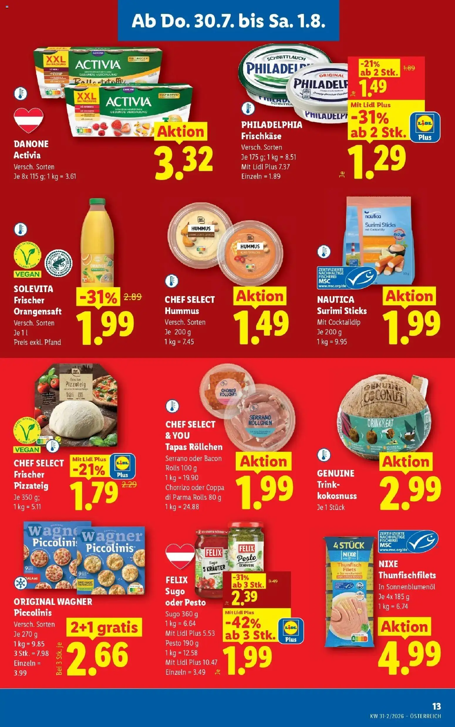 Lidl Flugblatt - Fohnsdorf, Neunkirchen, Graz gültig ab 30.07.2026 | Seite: 15 | Produkte: Käse, Salami, Pizza