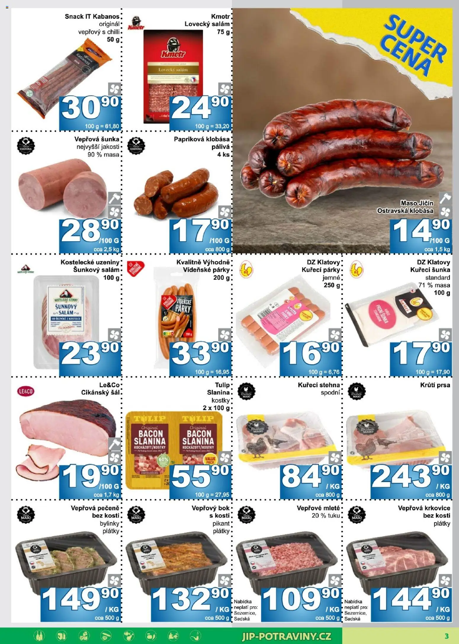 Jip leták od 01.07.2026 | Strana: 3 | Produkty: Salám, Párky, Uzeniny, Šunkový salám