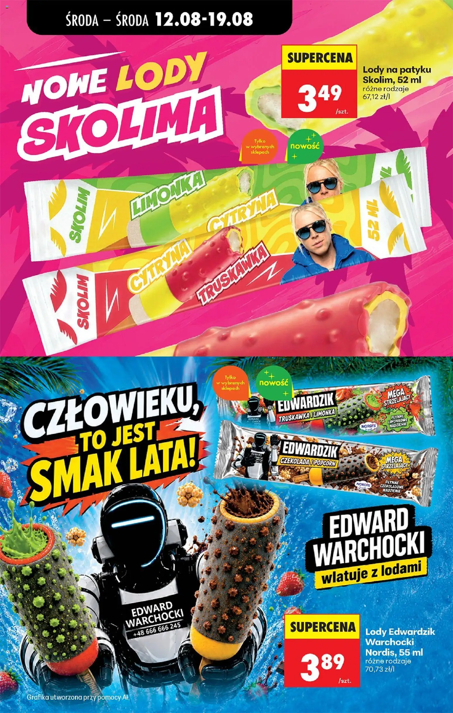 Biedronka gazetka od środy od 12.08.2026 | Strona: 44 | Produkty: Limonka, Czekolada, Popcorn, Lody