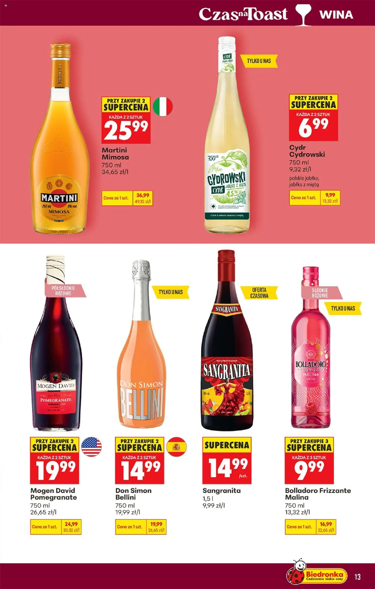 Biedronka gazetka - Czas na toast od 29.06.2026 | Strona: 13 | Produkty: Martini, Malina, Cydr, Jabłka