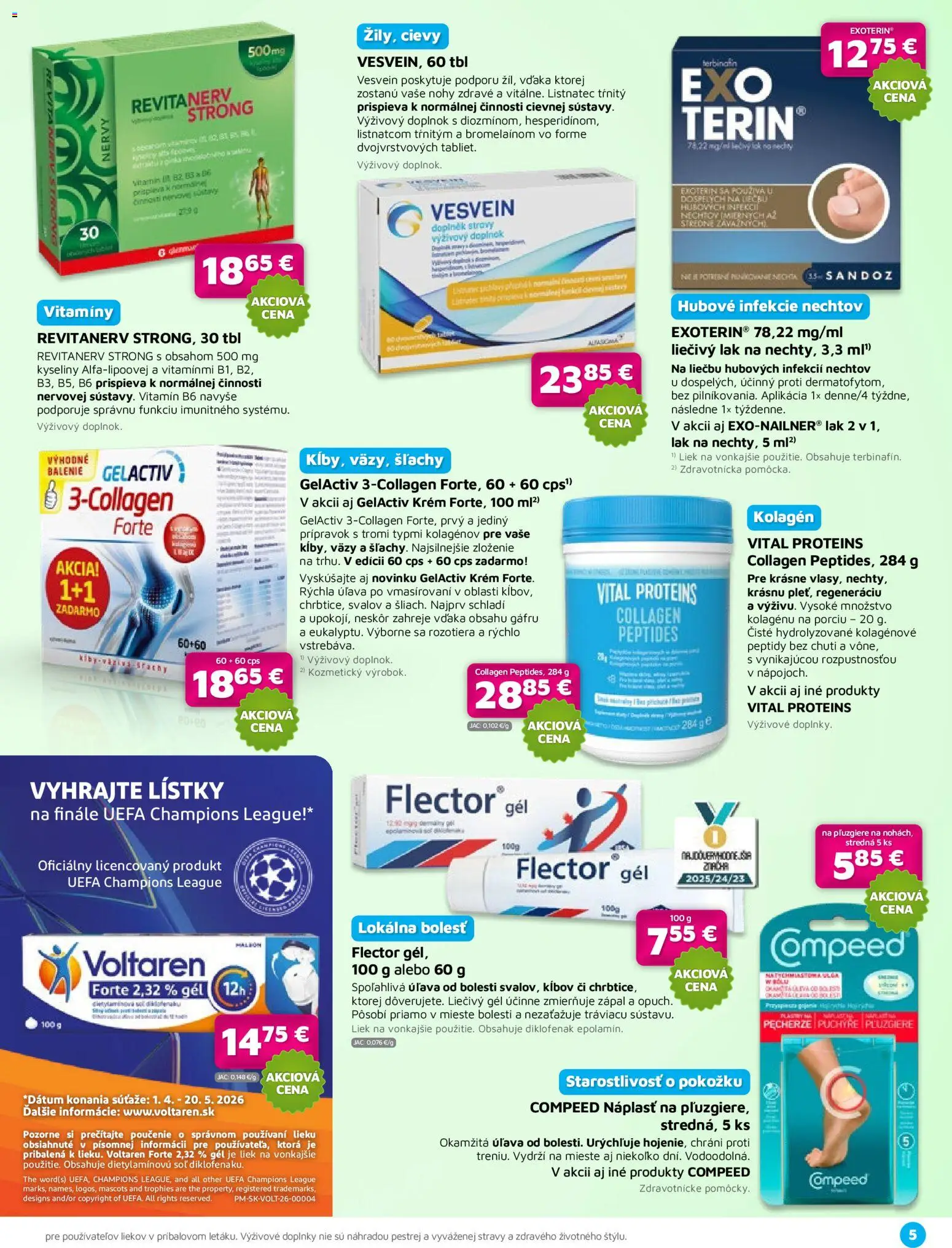Nové Plus lekáreň akcie – leták je platný od 01.04.2026 | Strana: 5 | Produkty: Kolagén, Voltaren, Krém