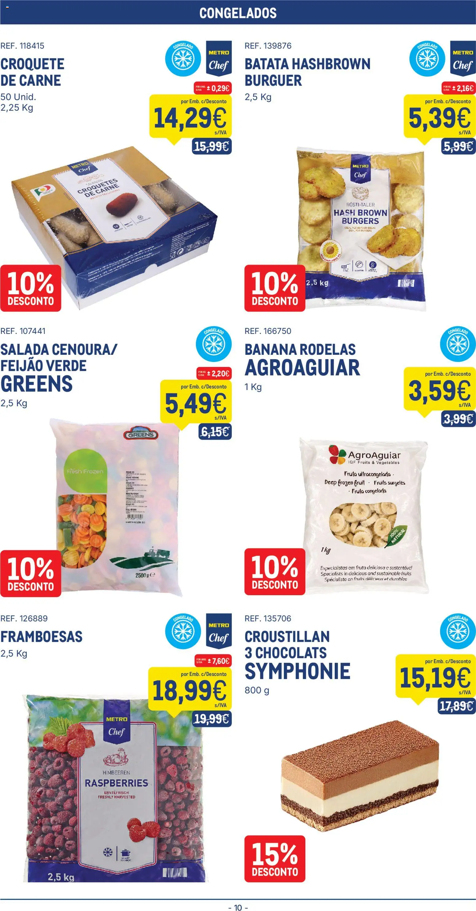 Makro folheto │ válido de 18/08/2026 | Página: 10 | Produtos: Banana, Croquetes, Framboesas, Salada