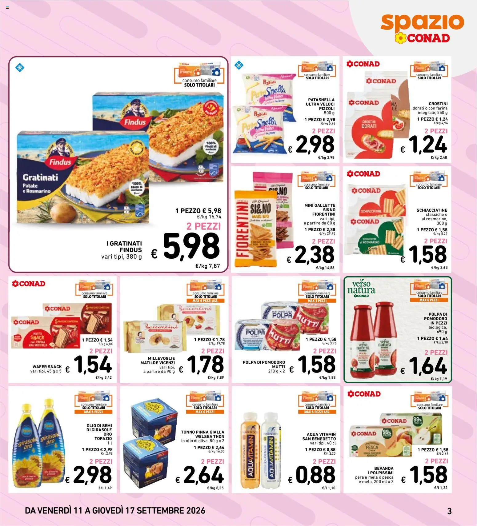 Volantino Spazio Conad del 04/09/2026 | Pagina: 30 | Prodotti: Olio di semi, Farina, Gallette, Crostini