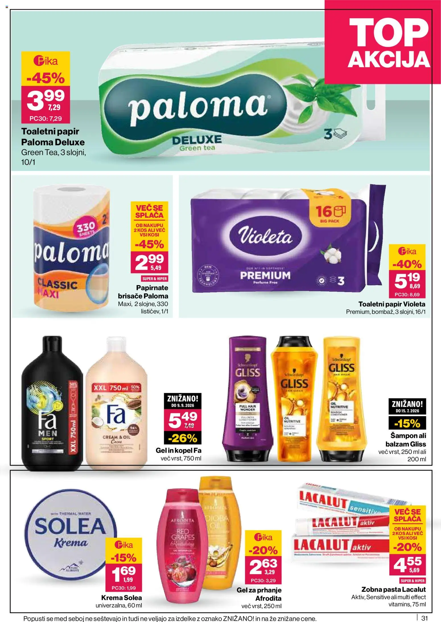 Novi Mercator katalog ponudbe – veljaven od 18.06.2026 | Stran: 31 | Izdelki: Kopel, Papirnate brisače, Sampon, Krema