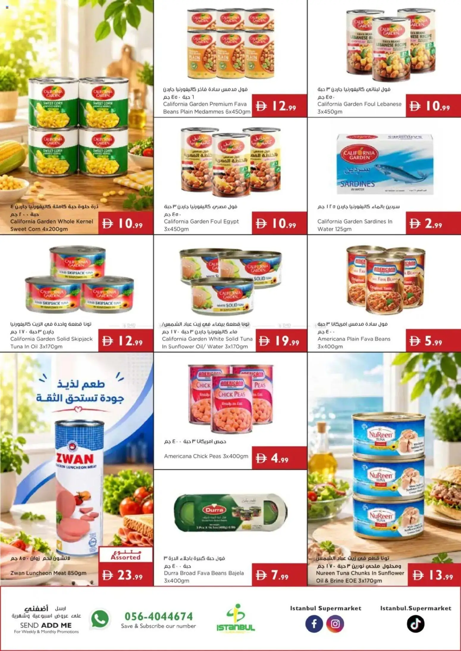 {H1} | Page: 8 | Products: Corn, Tuna, Beans, Water