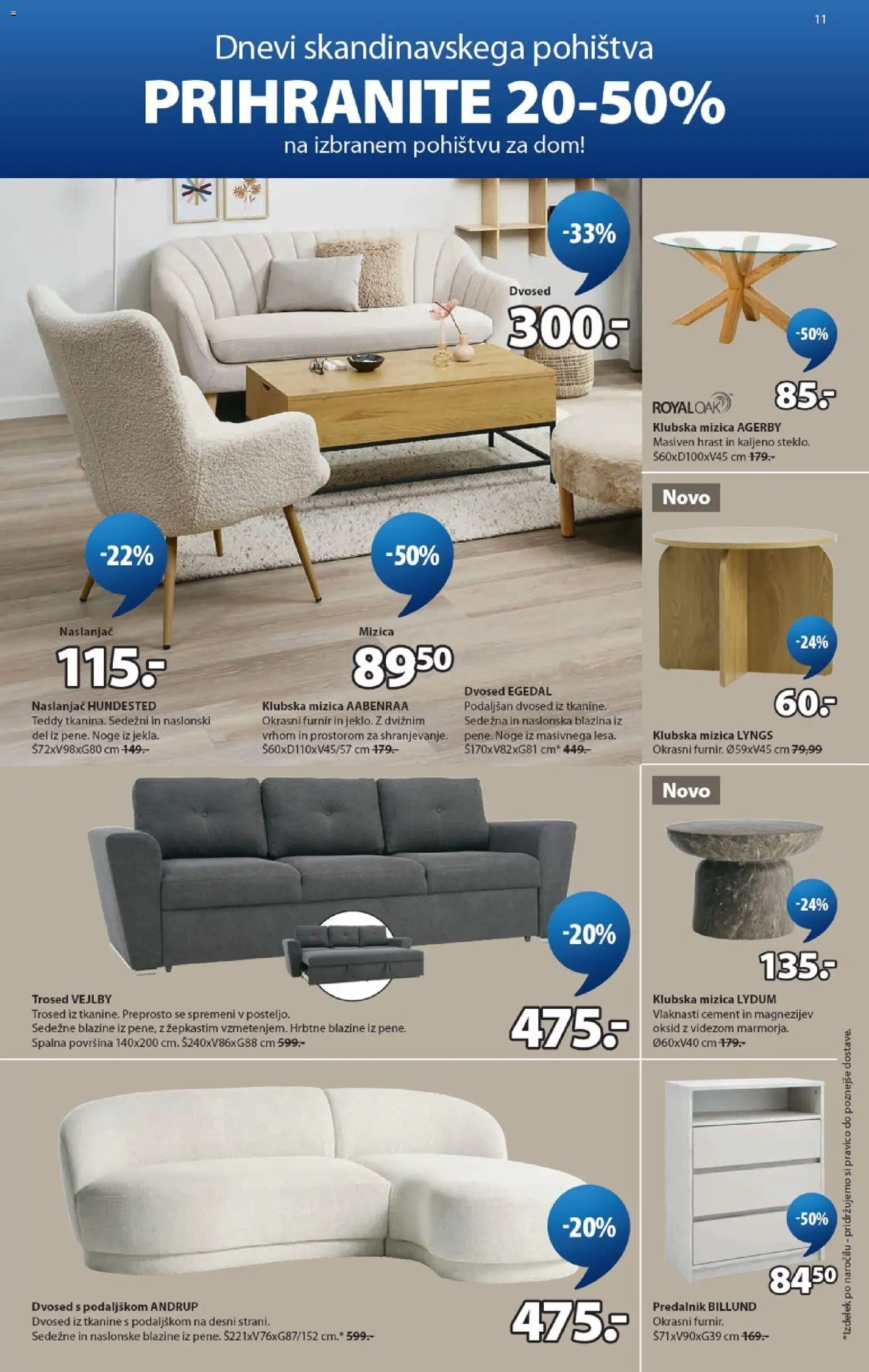 Novi JYSK katalog ponudbe – veljaven od 09.09.2026 | Stran: 11 | Izdelki: Mizica, Trosed, Predalnik, Cement