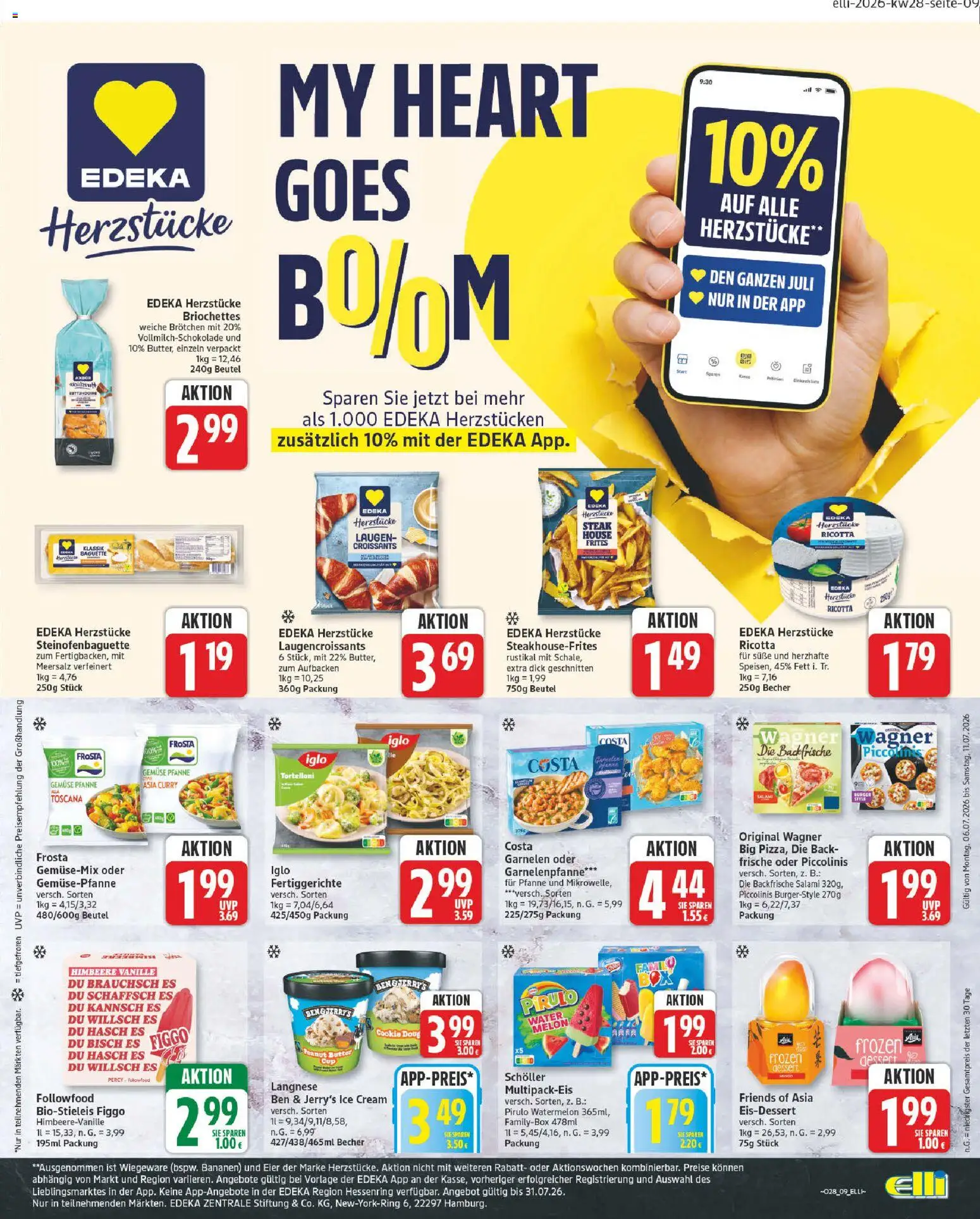 Elli Markt Prospekt Gütersloh – gültig ab 06.07.2026 | Seite: 9 | Produkte: Burger, Bananen, Frosta, Salami