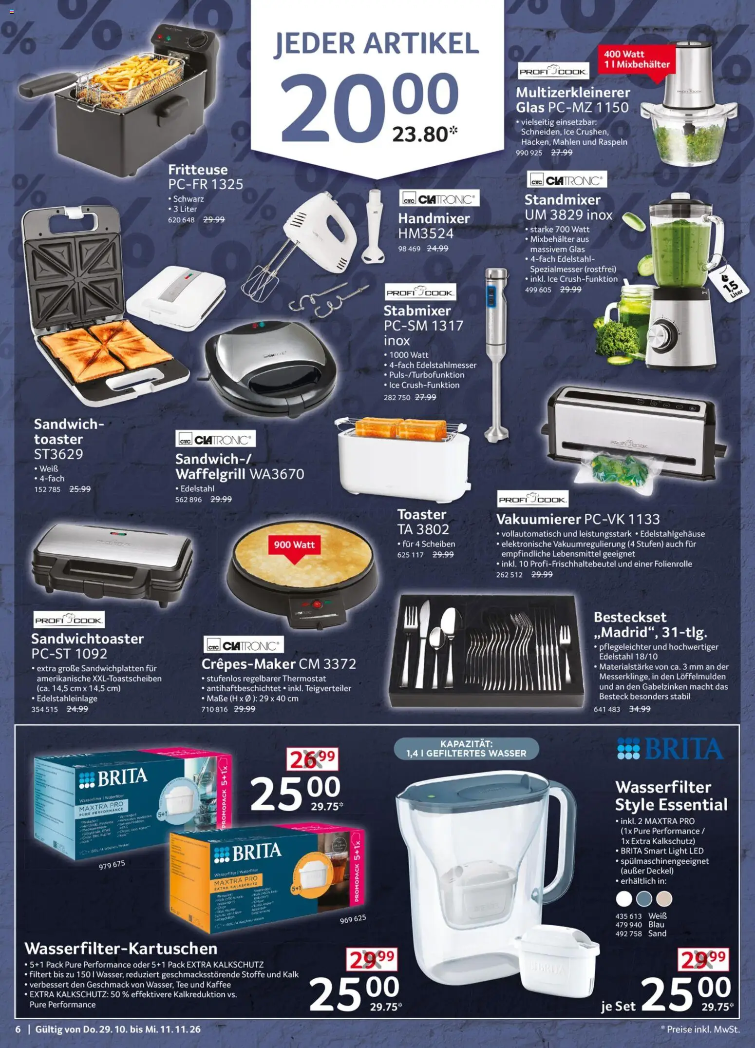 Selgros Haushalt Sonderverkauf – gültig ab 29.10.2026 | Seite: 6 | Produkte: Handmixer, Kalk, Tee, Stabmixer