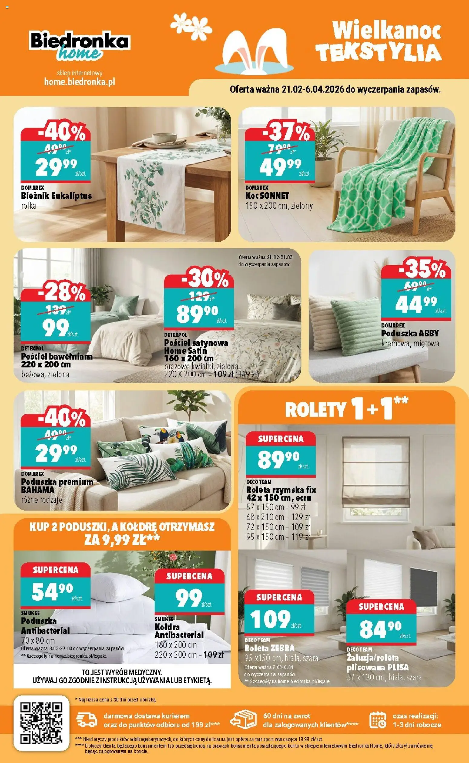Biedronka gazetka - Home od 07.03.2026 | Strona: 2 | Produkty: Roleta zebra, Kołdra, Rolety, Tekstylia