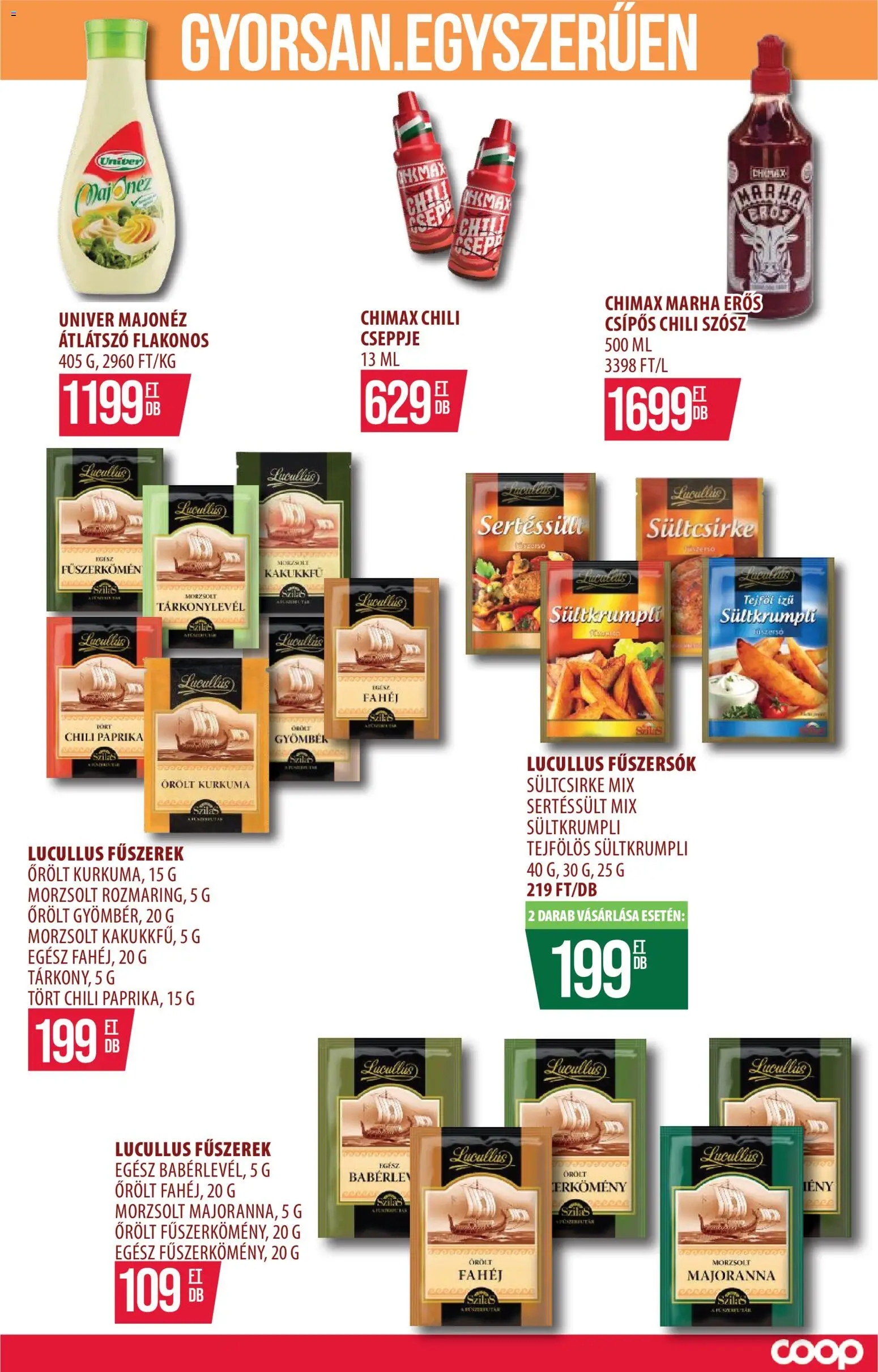 COOP Szolnok akciós ujság - amely érvényes a következő dátumtól: 2026.09.10. | Oldal: 15 | Termékek: Paprika, Gyömbér, Lucullus, Szósz