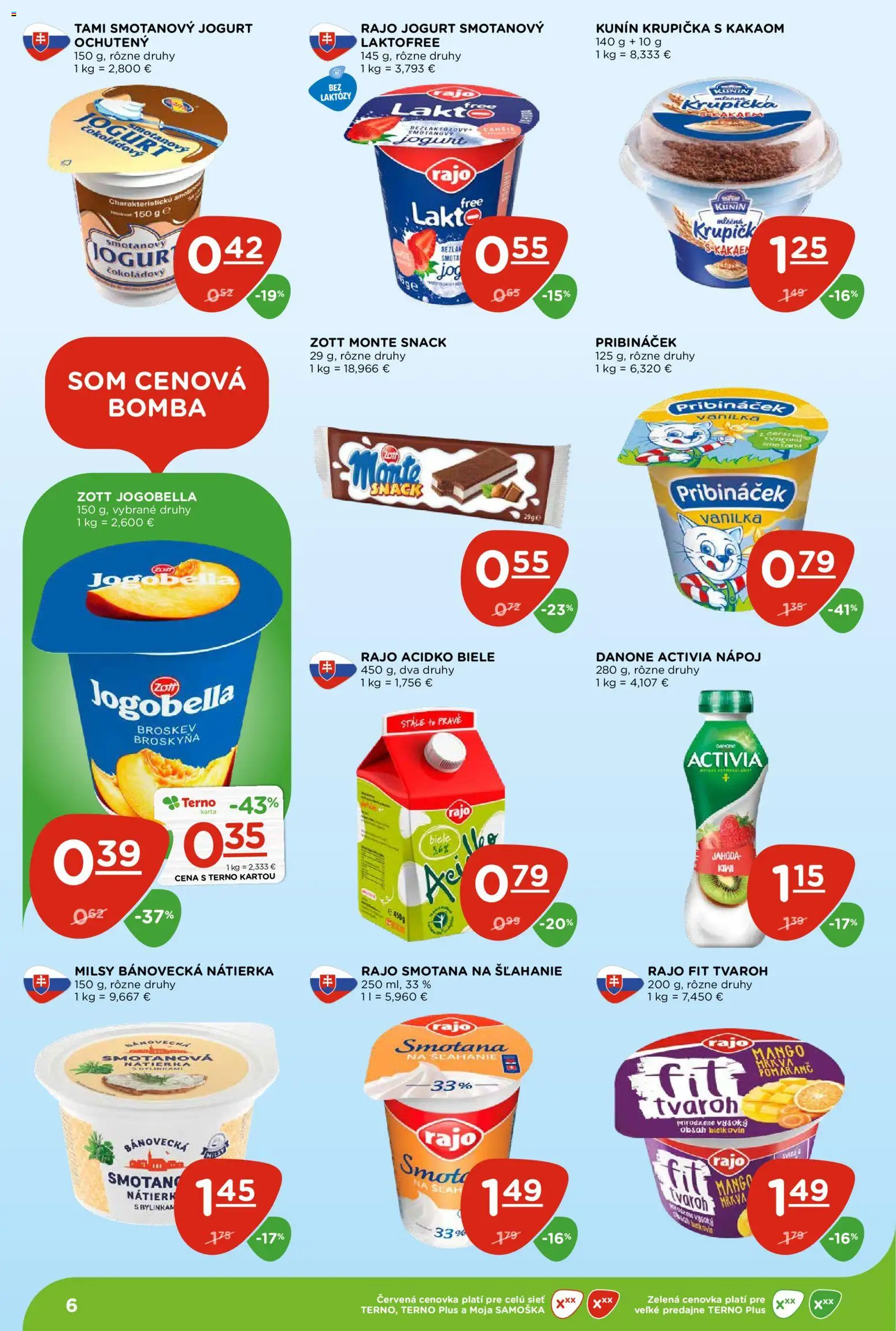 Nové Terno akcie – leták je platný od 03.09.2026 | Strana: 6 | Produkty: Smotana, Nátierka, Kiwi, Smotana na šľahanie