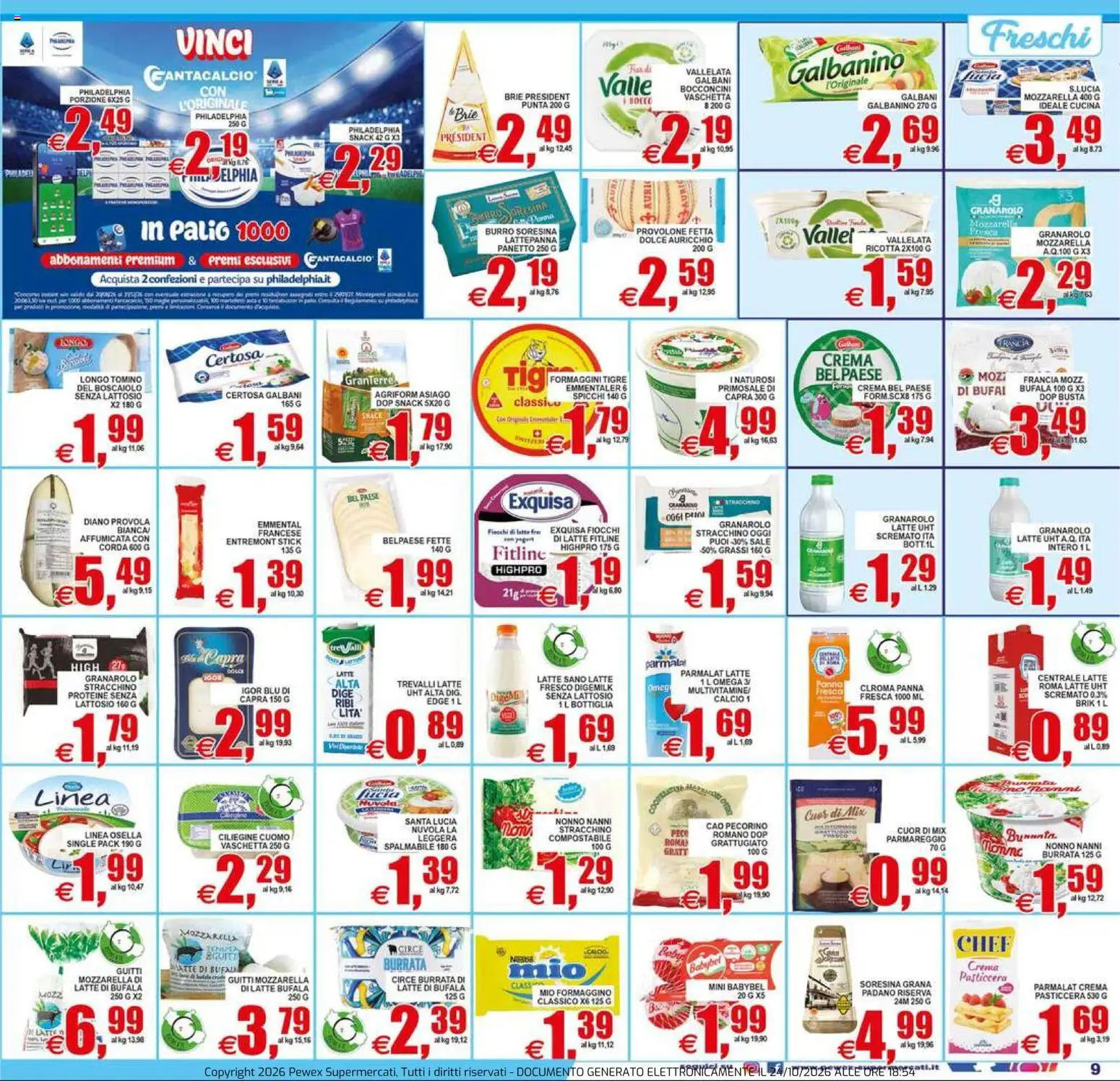 Volantino Pewex del 23/10/2026 | Pagina: 9 | Prodotti: Burro, Bottiglia, Burrata, Emmental