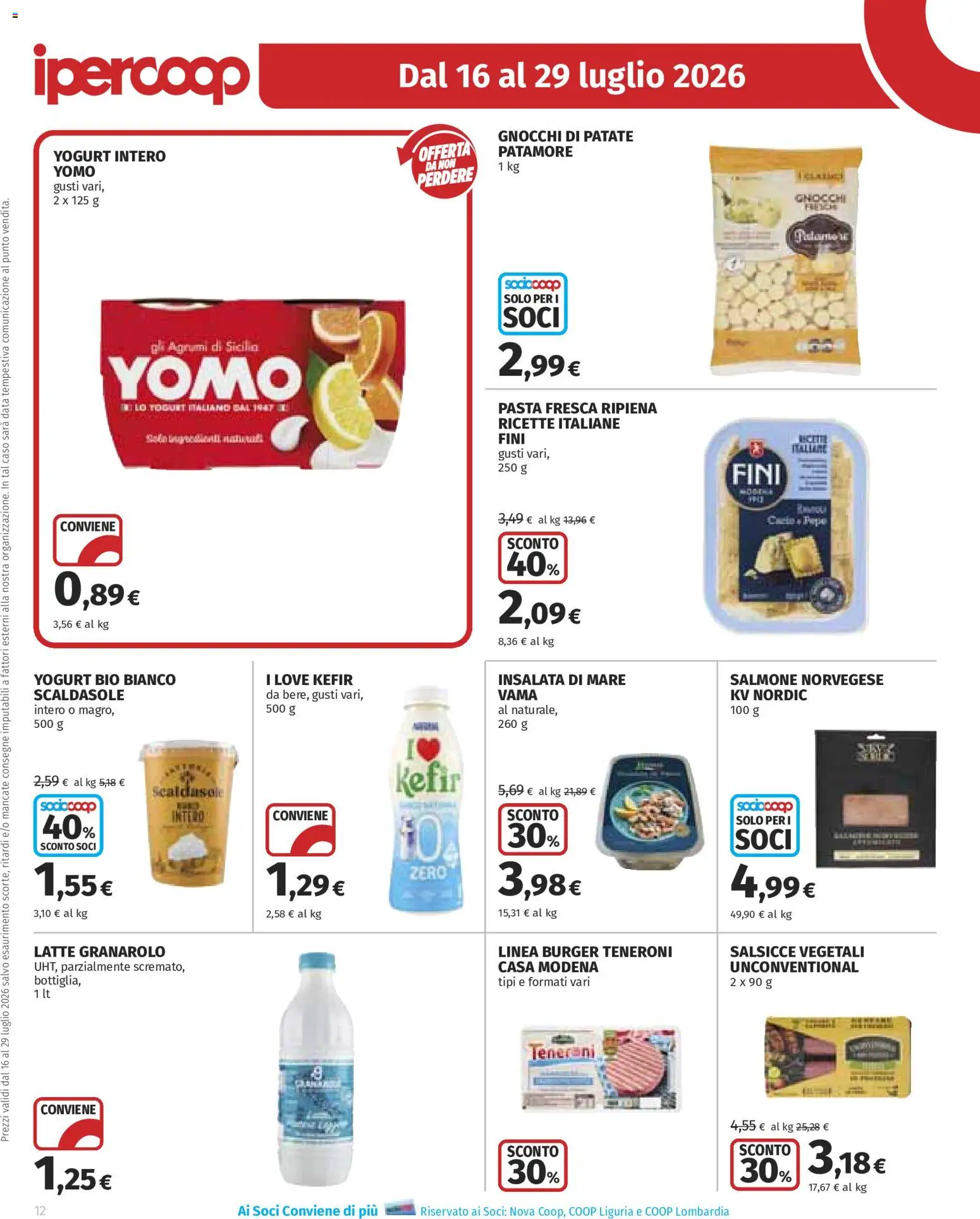 Volantino Ipercoop del 16/07/2026 | Pagina: 12 | Prodotti: Yogurt, Salmone, Insalata, Pasta