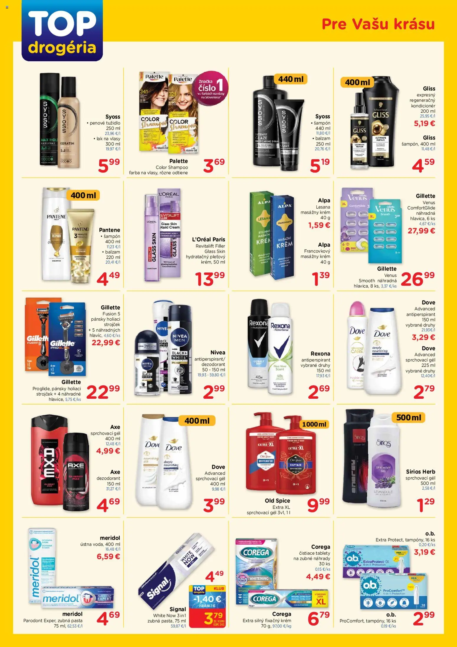 Nové TOP Drogéria akcie – leták je platný od 27.07.2026 | Strana: 3 | Produkty: Strojček, Šampón, Kondicionér, Dezodorant