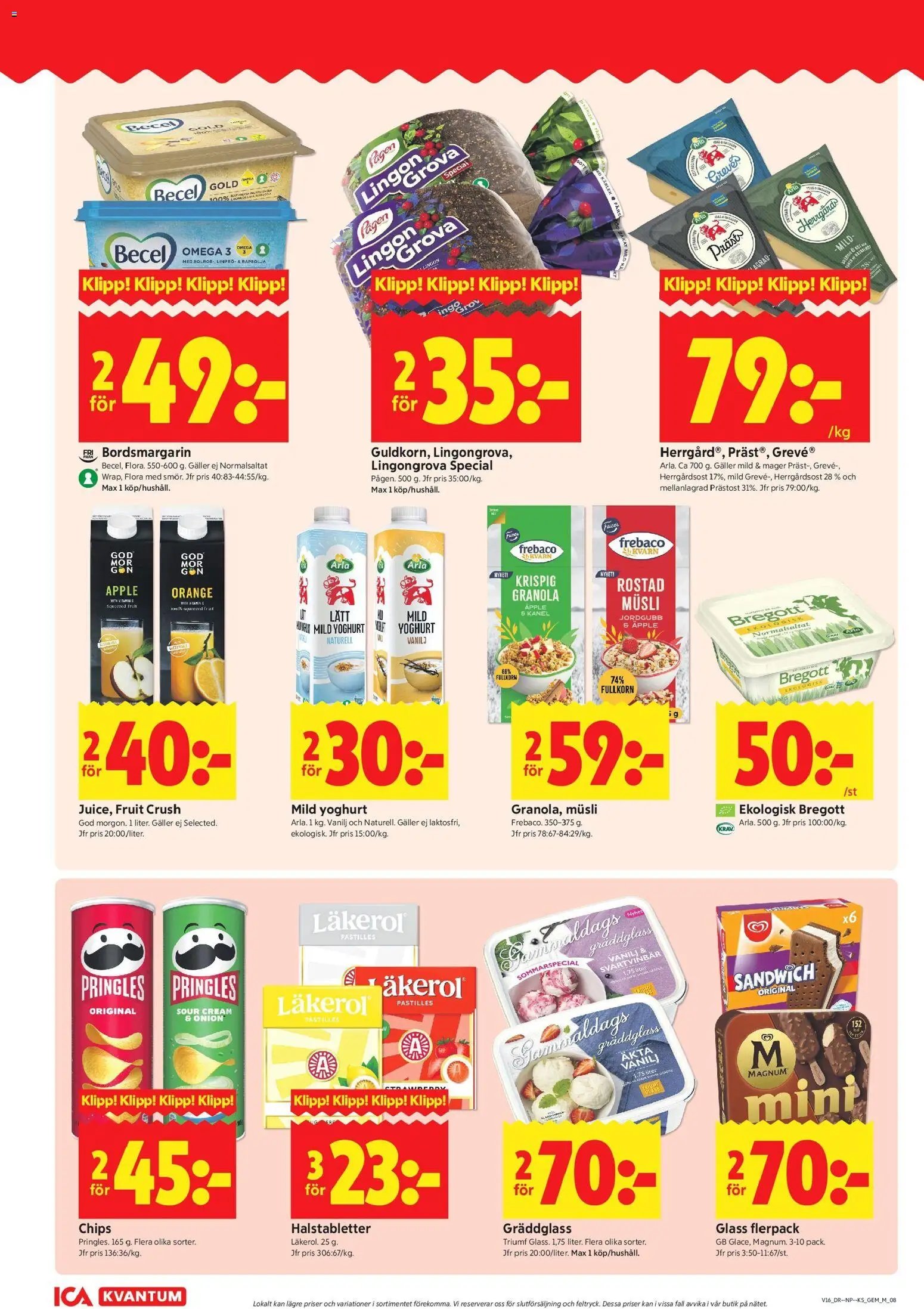 ICA Kvantum reklamblad aktuell från 13.04.2026 | Sida: 8 | Produkter: Musli, Yoghurt, Granola, Glass