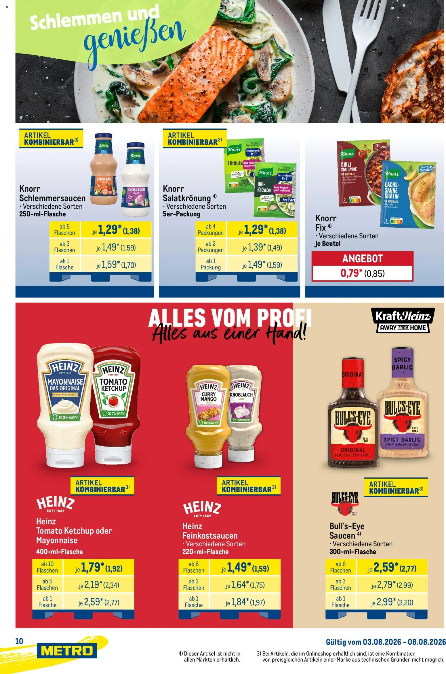 Metro Starke Marken – gültig ab 03.08.2026 | Seite: 10 | Produkte: Knorr, Ketchup, Sahne, Salat