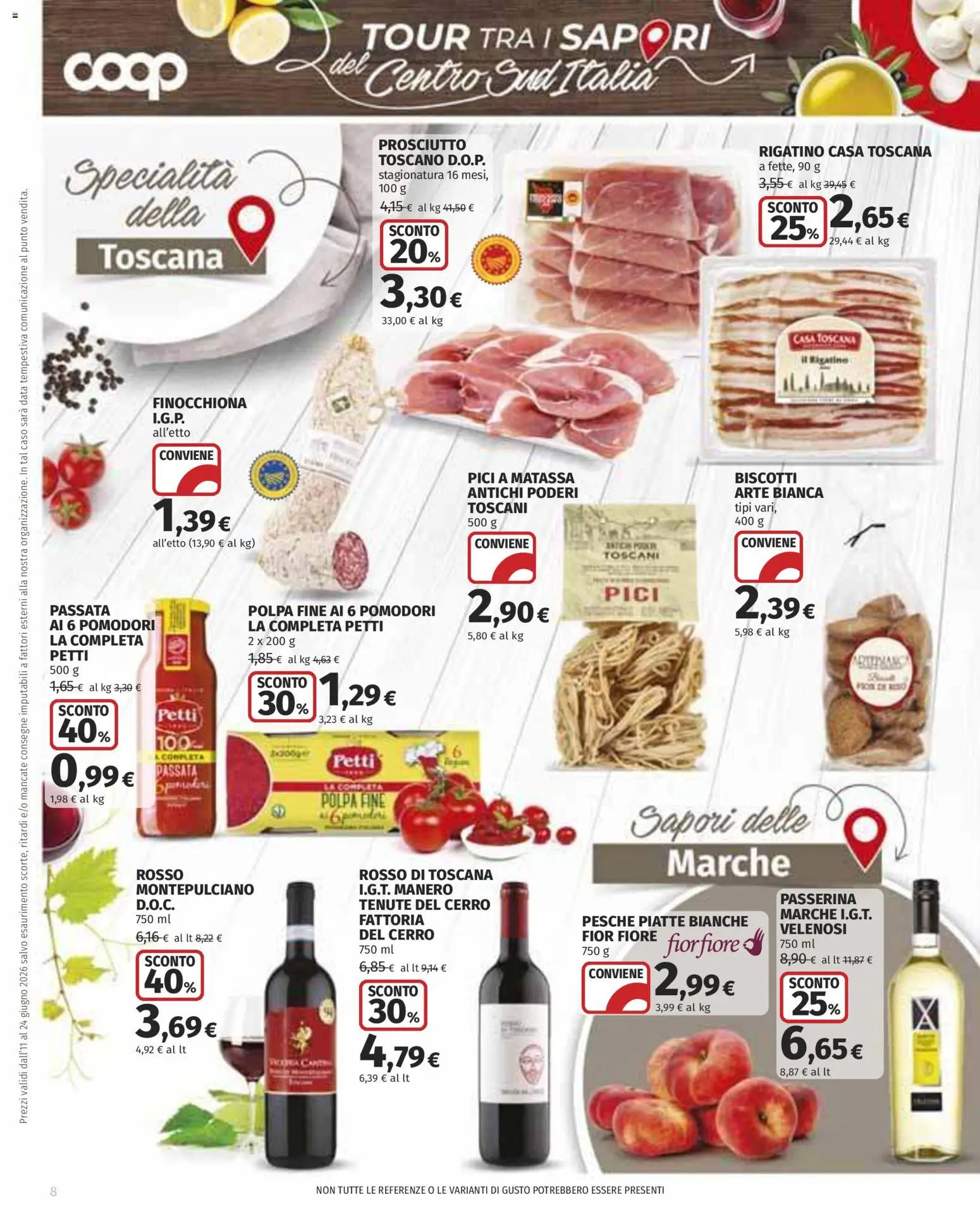 Volantino COOP del 11.06.2026 | Pagina: 8 | Prodotti: Biscotti, Prosciutto, Pomodori, Data