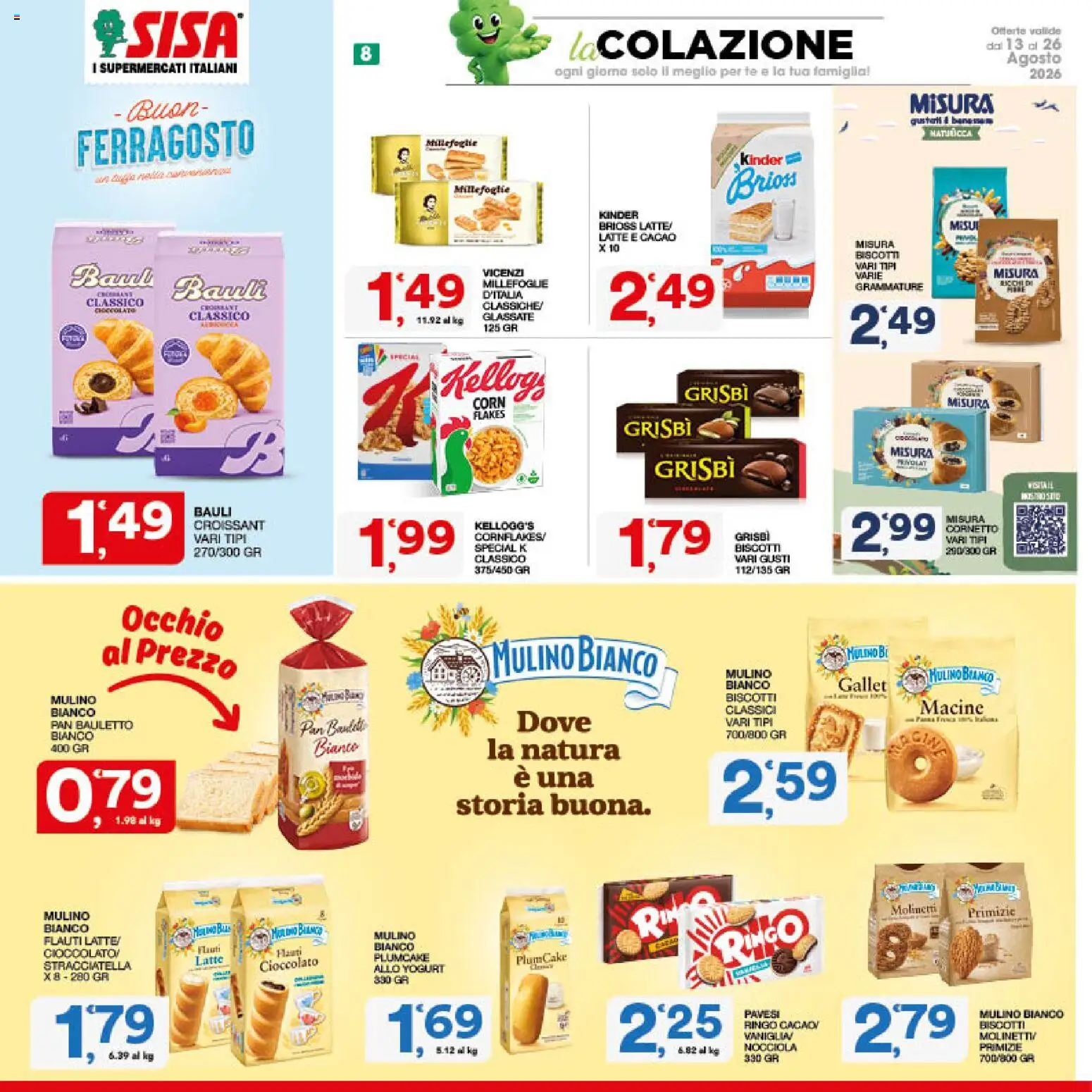 Volantino SISA del 13/08/2026 | Pagina: 8 | Prodotti: Cioccolato, Plumcake, Croissant, Cacao