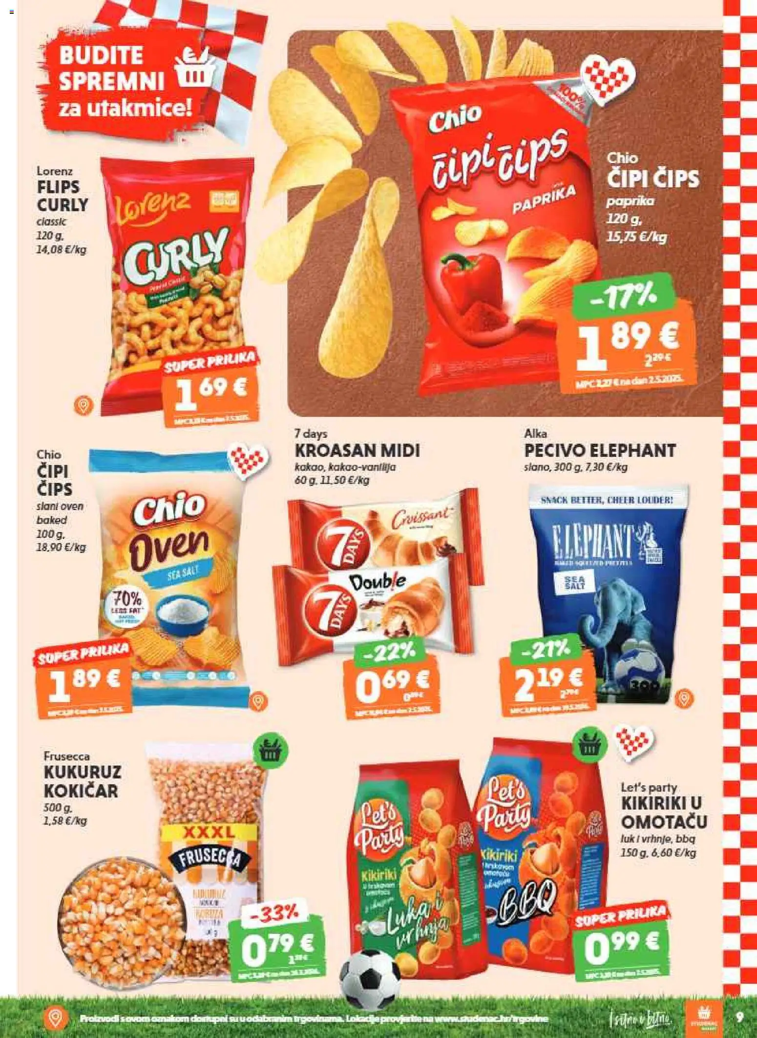 Studenac katalog | vrijedi od 17.06.2026 | Stranica: 9 | Proizvodi: Flips, Kukuruz, Čips, Pecivo