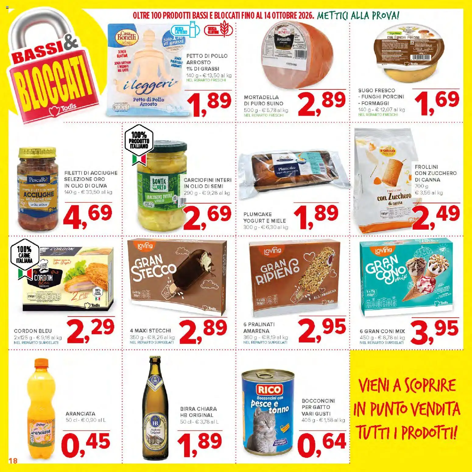 Volantino Todis del 20/08/2026 | Pagina: 18 | Prodotti: Petto di Pollo, Birra, Pesce, Acciughe