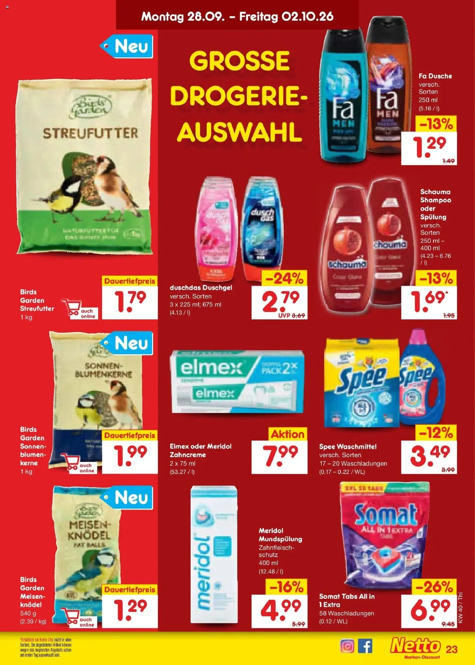 Netto Marken-Discount Prospekt Pirna – gültig ab 28.09.2026 | Seite: 33 | Produkte: Blumen, Shampoo, Spülung, Waschmittel