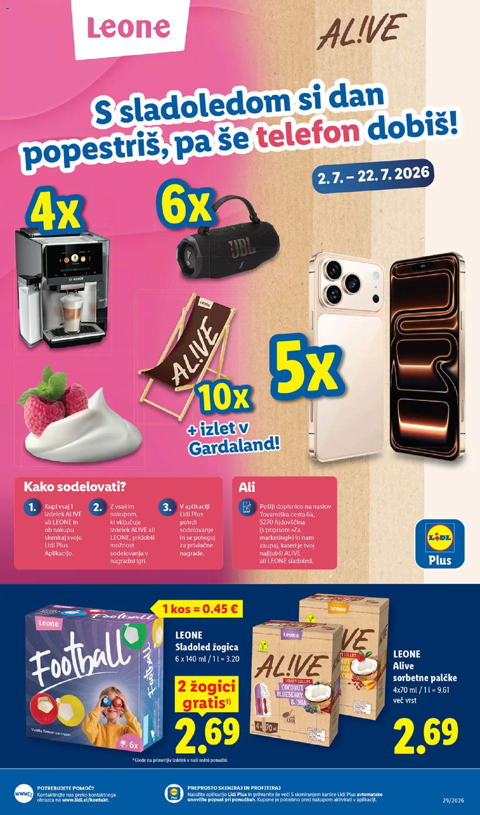 Novi Lidl katalog ponudbe – veljaven od 16.07.2026 | Stran: 21 | Izdelki: Telefon, Kos, Sladoled