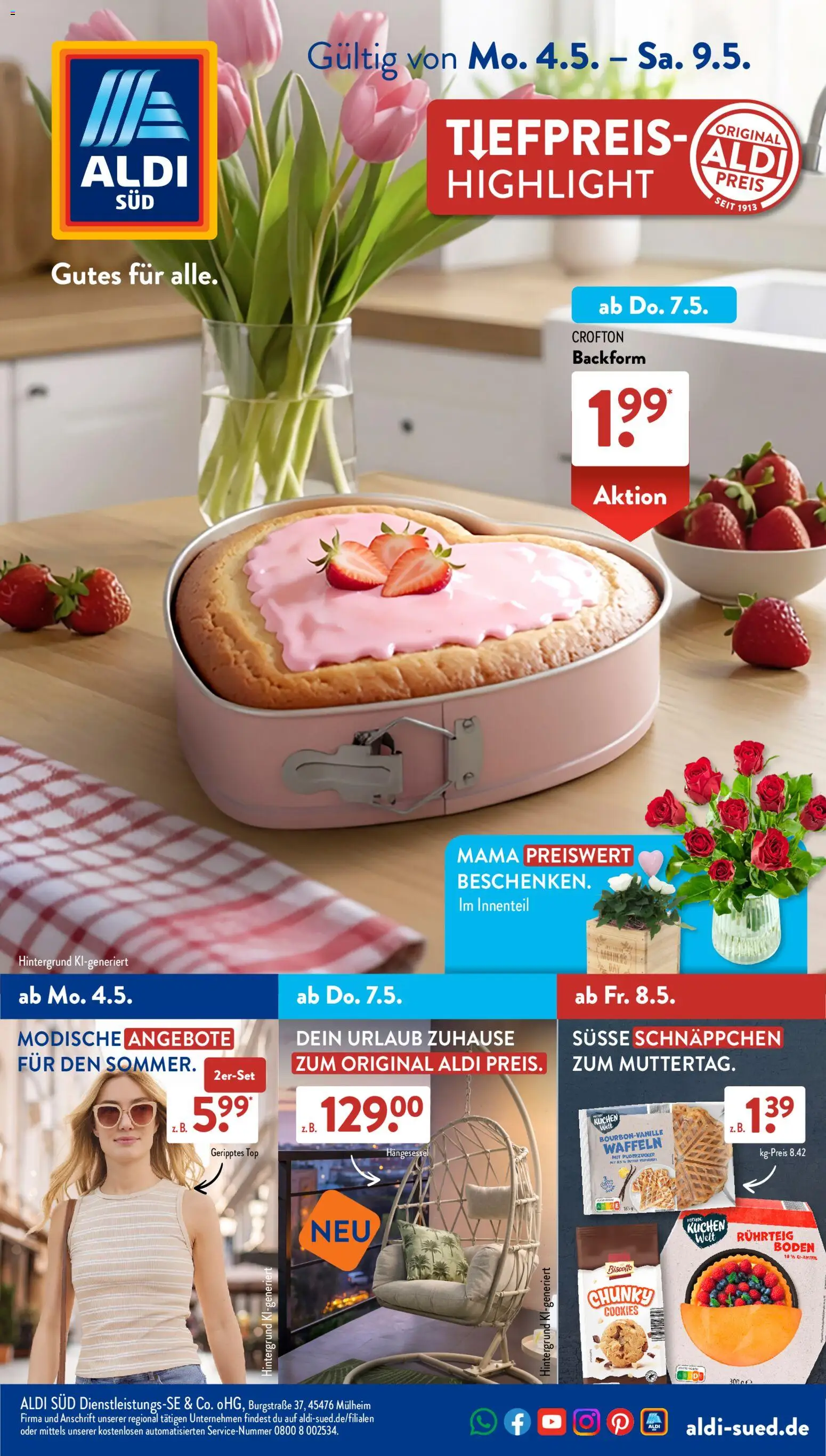 Aldi Süd Prospekt 	 – gültig ab 04.05.2026 | Seite: 1 | Produkte: Top, Waffeln, Kuchen