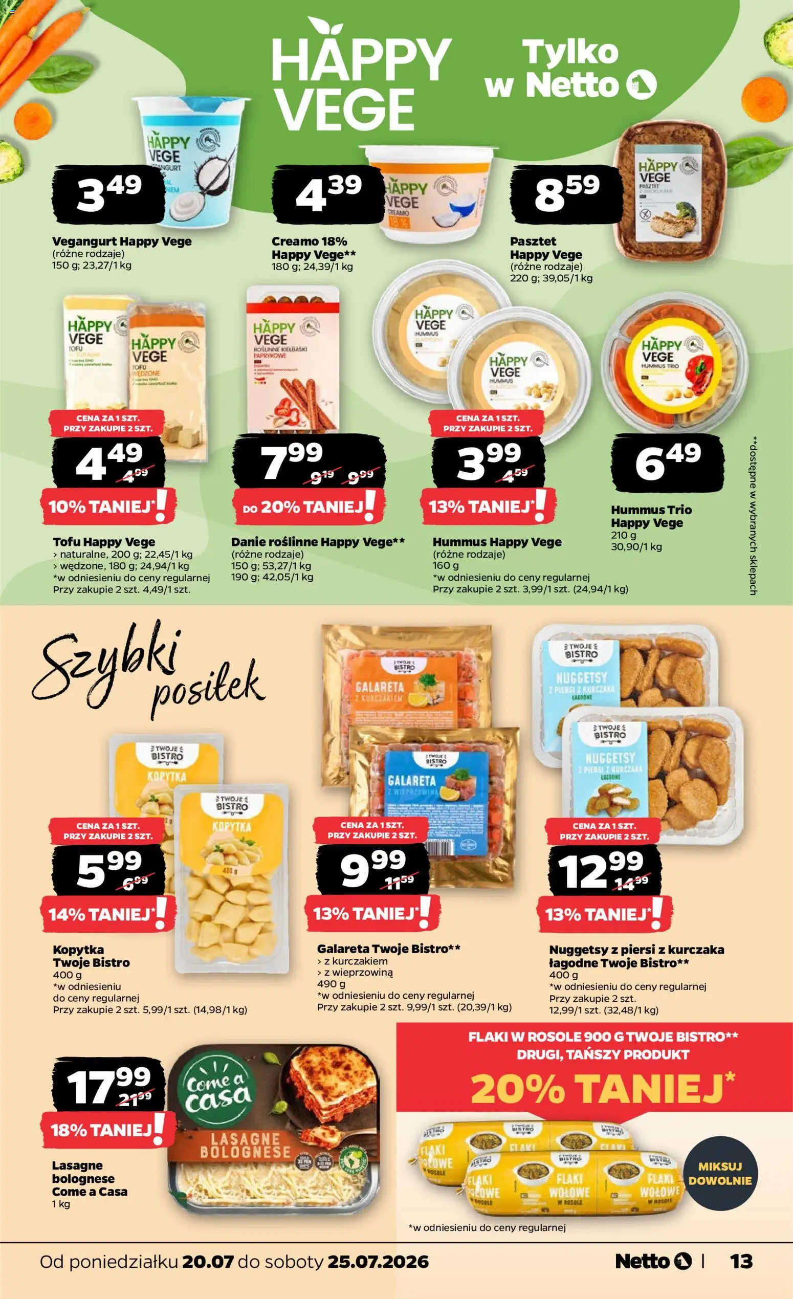 Netto gazetka od poniedziałku od 20.07.2026 | Strona: 13 | Produkty: Piersi, Flaki, Hummus, Wieprzowina