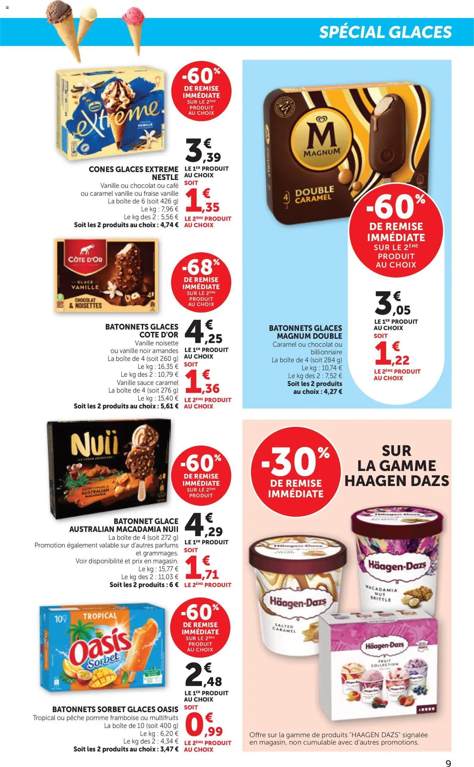{H1} | Page: 9 | Produits: Fraise, Cônes, Café, Chocolat