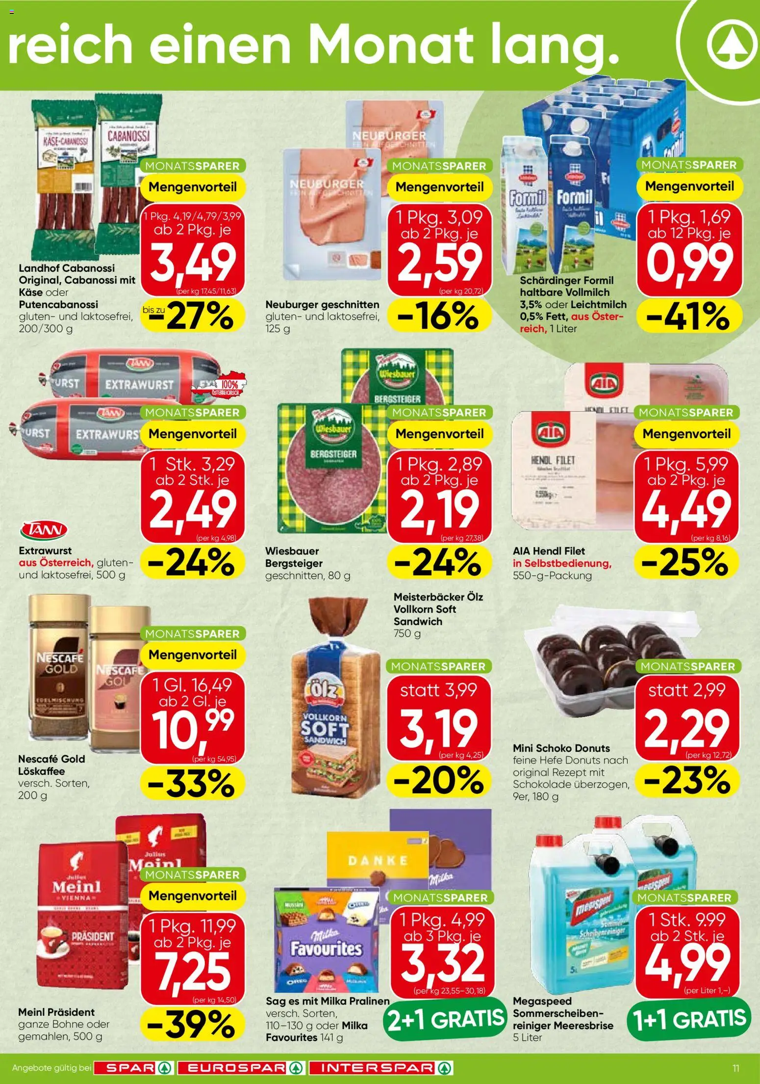 Spar Flugblatt - Steiermark gültig ab 16.04.2026 | Seite: 11 | Produkte: Wurst, Käse, Schokolade