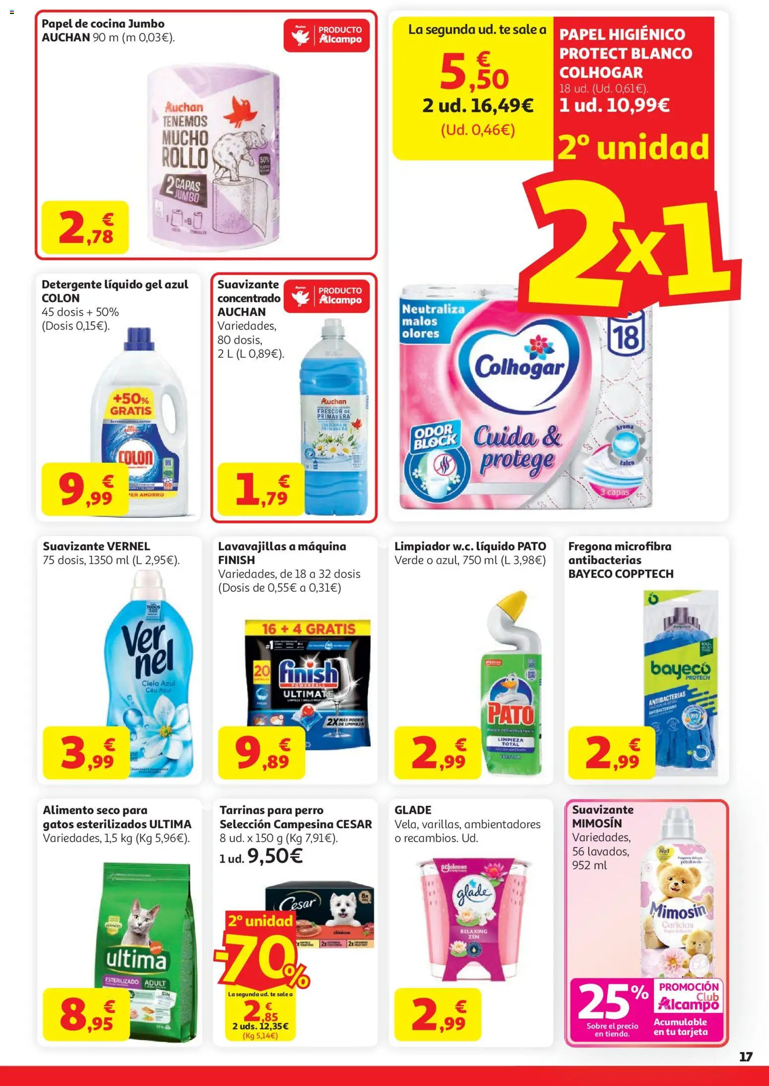 Alcampo HP Nacional │ válido desde el 07.04.2026 | Página: 17 | Productos: Detergente, Papel higienico, Suavizante, Lavavajillas