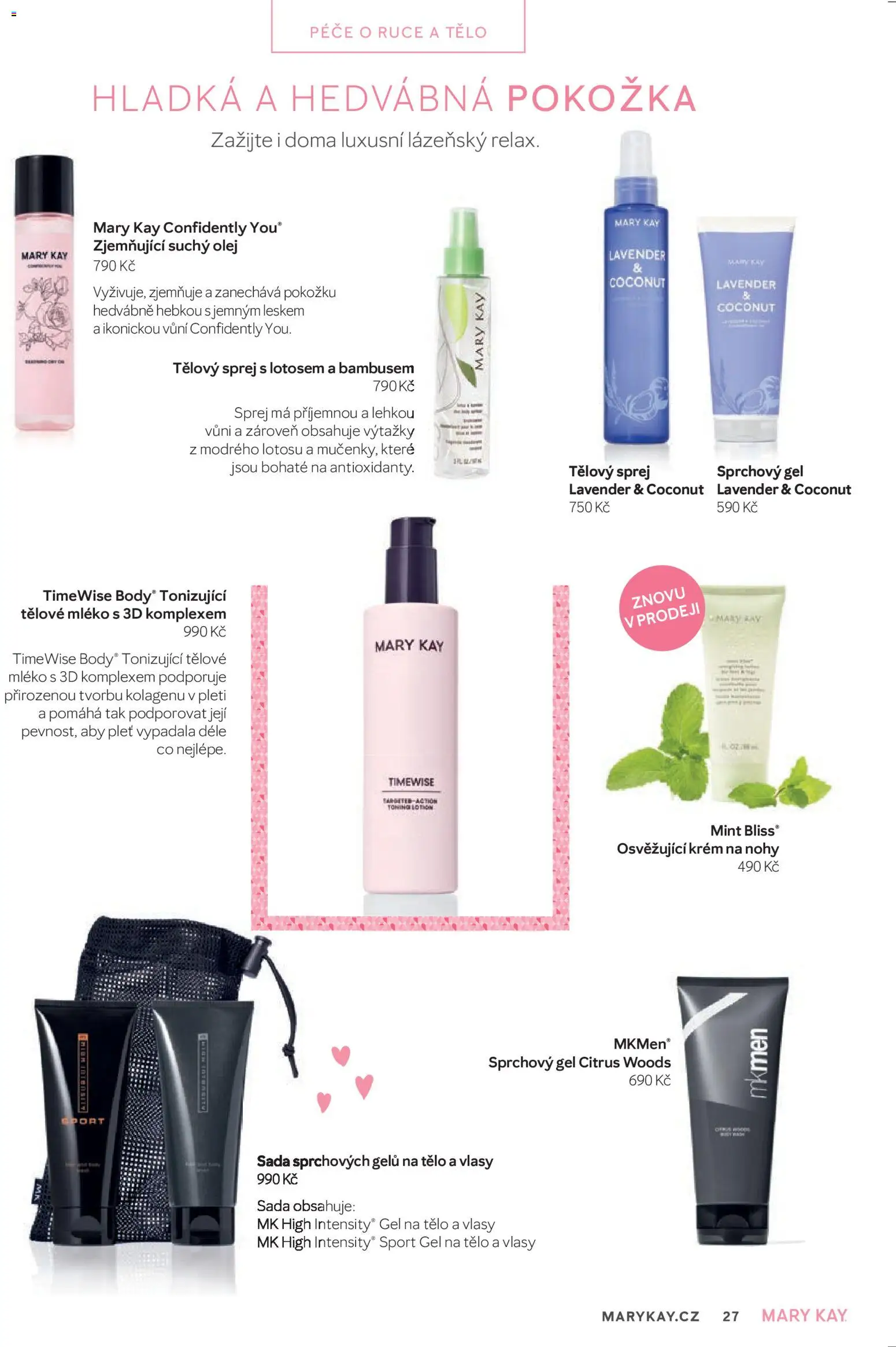 Mary Kay kniha o kráse od 01.04.2026 | Strana: 27 | Produkty: Sprchový gel, Mléko, Olej, Krém